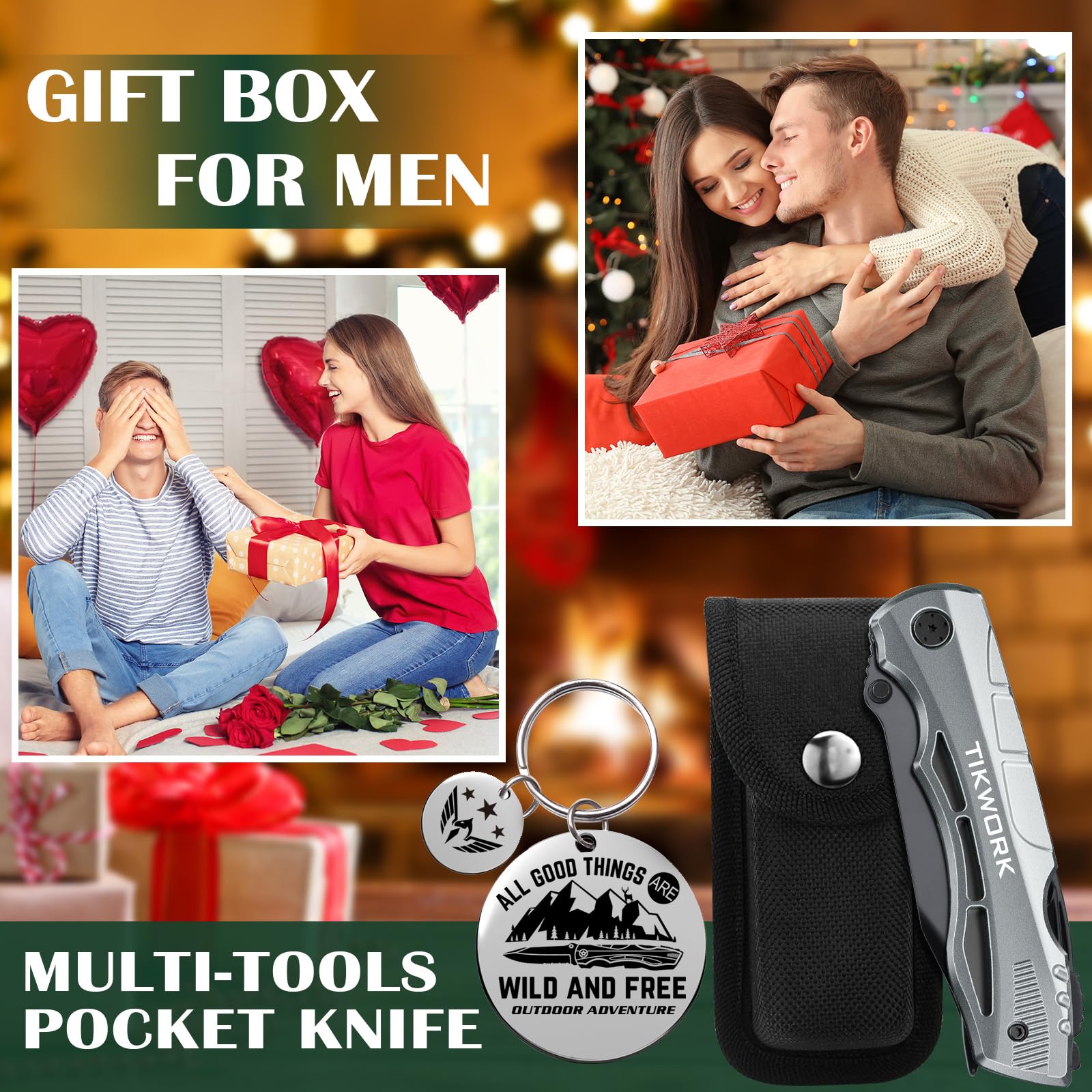 Multitool Pocket Knife for Men - Perfect Gift for Dad, Boyfriend | Camping, Hiking, Survival Tool