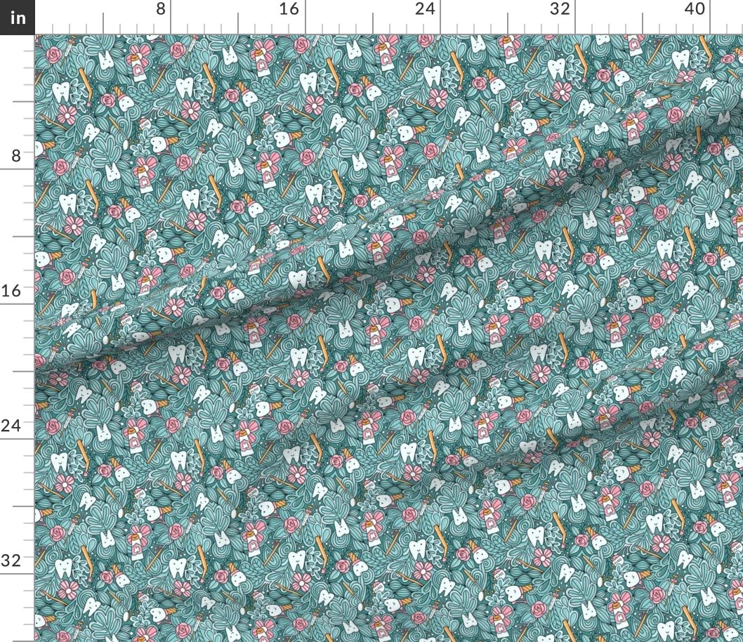 Dentist Teeth Doodles Cute Tooth Print Cotton Poplin Fabric by The Yard - Perfect for Sewing, Quilting, Dresses & DIY Crafts | Ideal for Dental-Themed Apparel, Scrubs & Home Decor