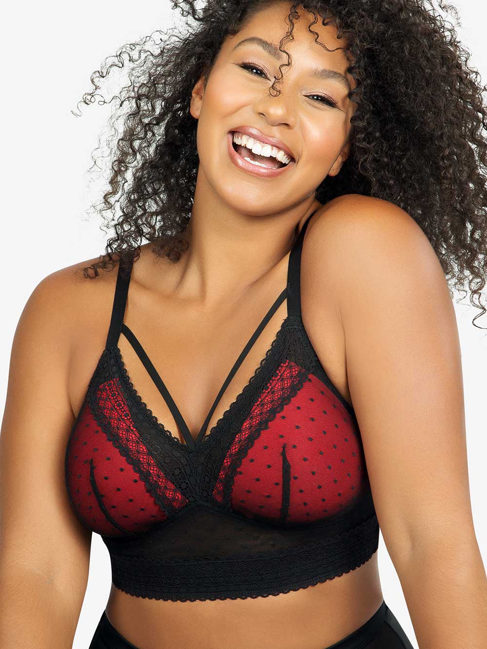Parfait Mia Dot Wire-Free Padded Mesh Bralette - Comfortable Seamless Underwire Bra for Women, Black | Perfect for Yoga, Lounge & Everyday Wear