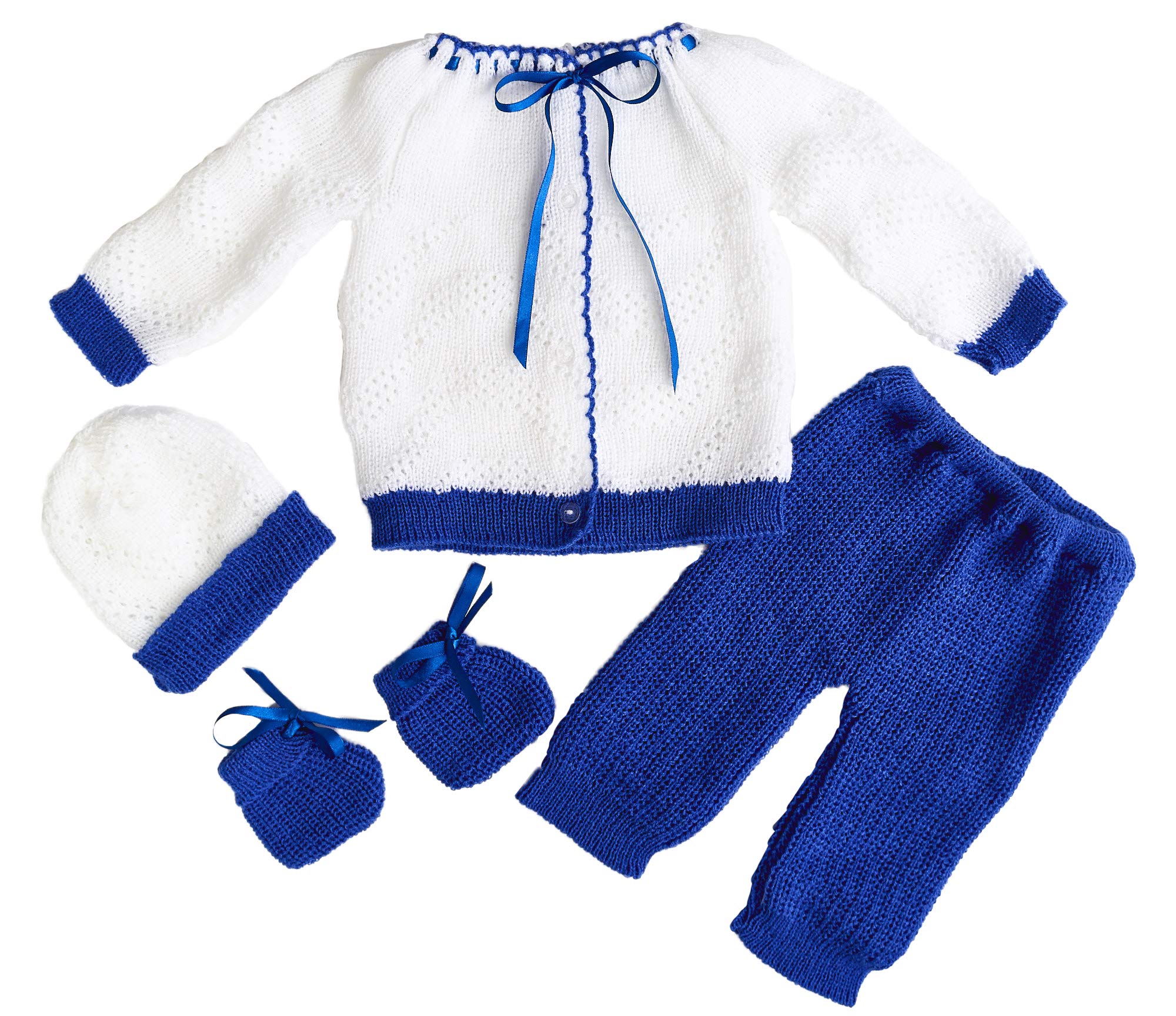 Adorable Baby Crochet Outfit Set - 4-Piece Newborn Winter Clothes for Boys & Girls | Warm & Cozy Handmade Knitwear for Infants | Perfect for Holiday Photos, Christenings & Winter Outings