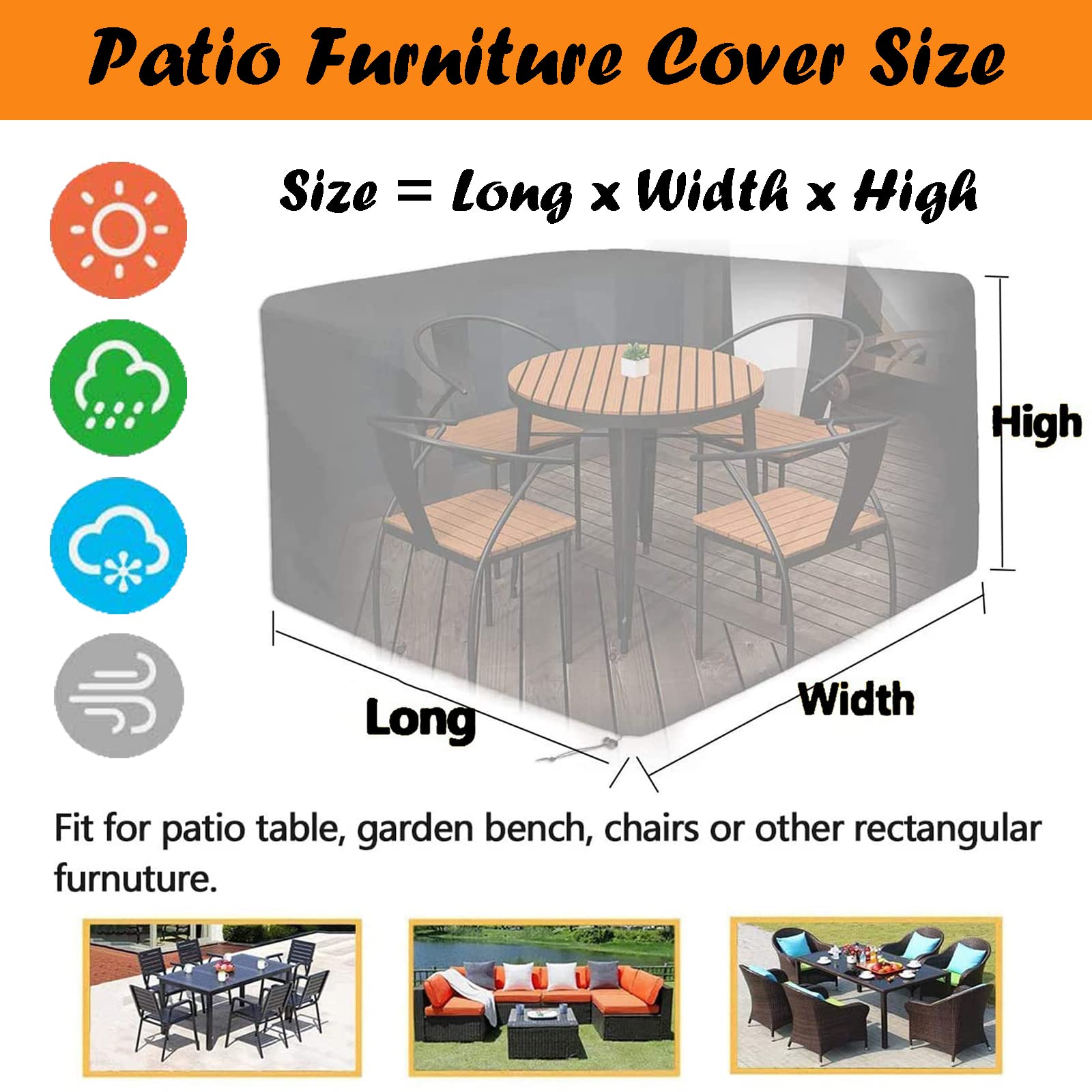 Waterproof Rectangle Patio Furniture Cover 79