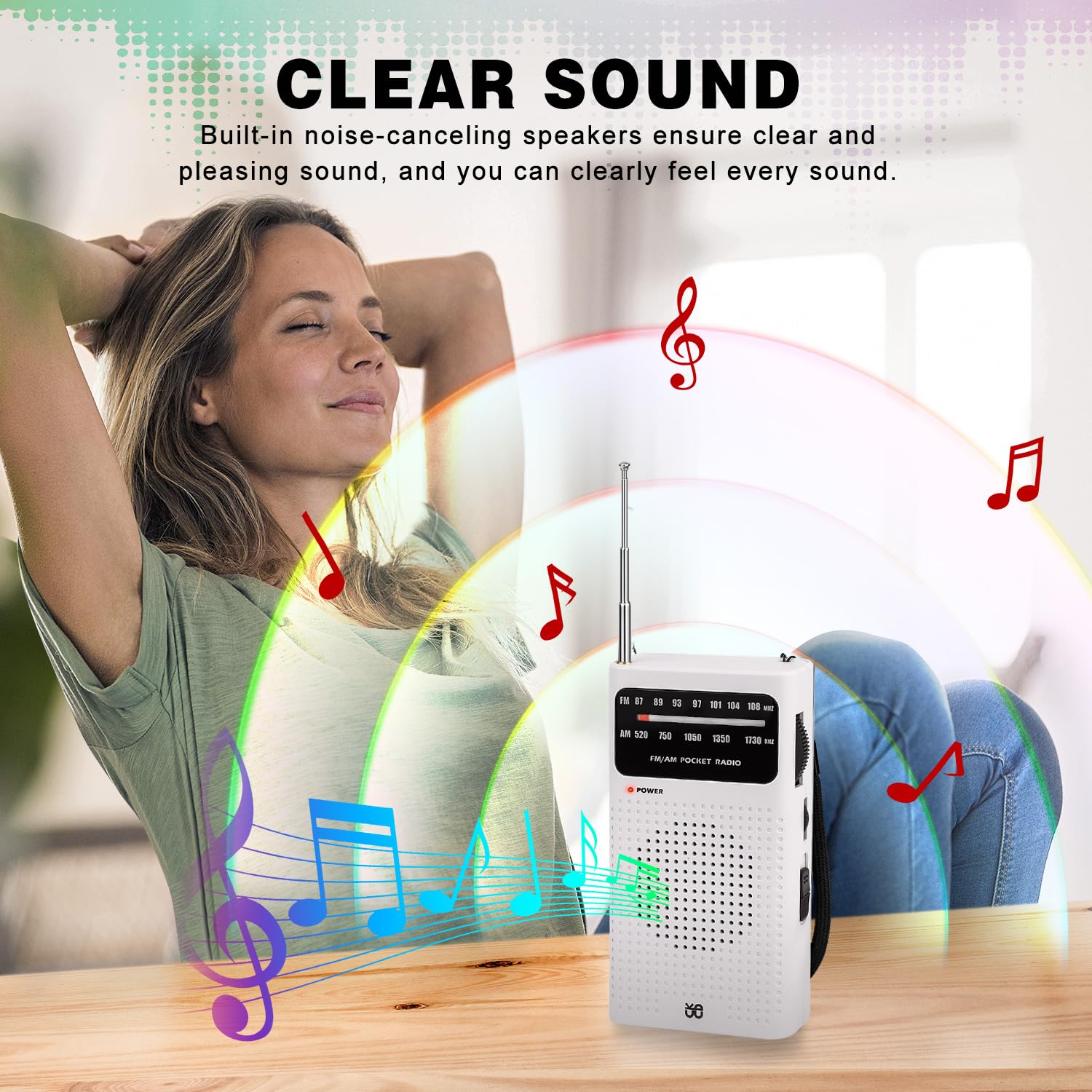 Tendak Portable AM/FM Pocket Radio with Excellent Reception & Sound Quality, Battery Operated Mini Transistor Radio (White) - Perfect for Outdoor Activities, Travel, Emergencies & Home Use