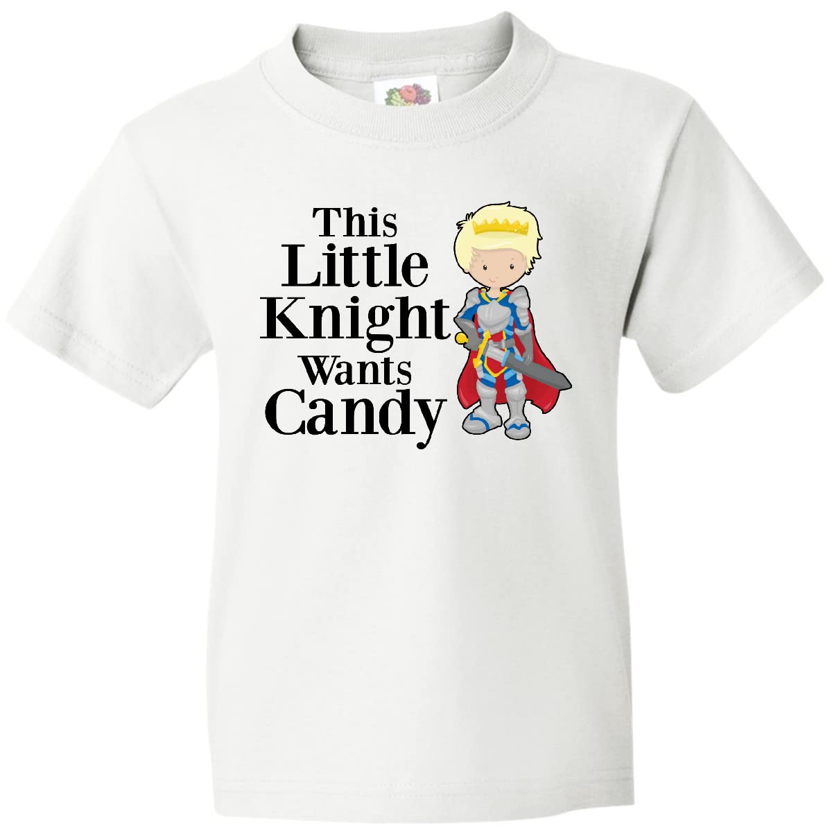 Inktastic This Little Knight Wants Candy Youth T-Shirt - Cute Halloween Costume Tee for Boys & Girls - Perfect for Trick or Treating, Birthday Parties & Medieval Themed Events