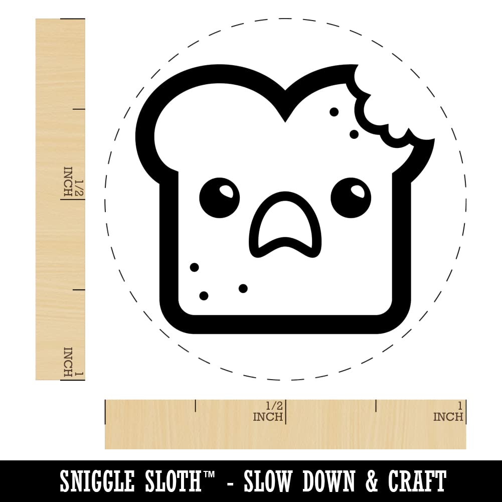 Kawaii Shocked Toast Bread Self-Inking Rubber Stamp - 1 Inch Medium Blue Ink Stamper for DIY Crafts, Scrapbooking & Planner Decoration - Perfect for Journals, Cards & Gift Wrapping