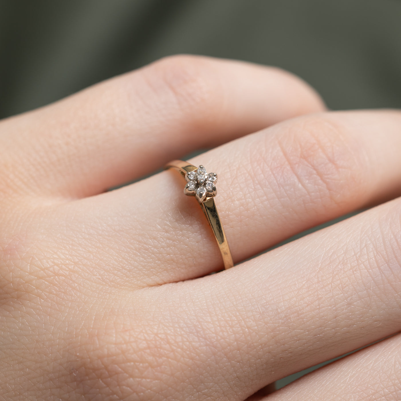 10K White Gold Diamond Petal Petite Ring - 0.03ctw, Size 6.25 - Elegant Wedding Band, Anniversary Gift for Her, Everyday Jewelry