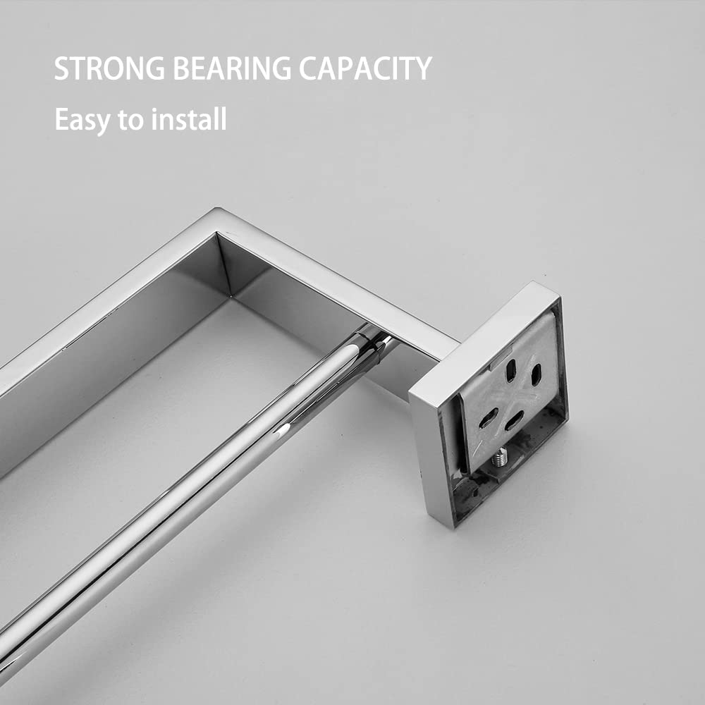 Chrome Stainless Steel Towel Bar Holder - Wall Mounted Bathroom & Kitchen Organizer with Toilet Paper Hook - Perfect for WC Accessories, Towel Rail, and Bathrobe Rack (Color Options Available) | Ideal for Modern Homes, Apartments, and Hotels