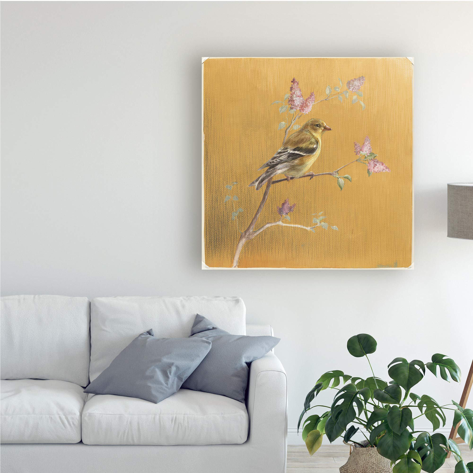 Danhui NAI Goldfinch on Gold 18x18 Fine Art Print - Elegant Home & Office Wall Decor, Perfect for Living Room, Bedroom, or Gift