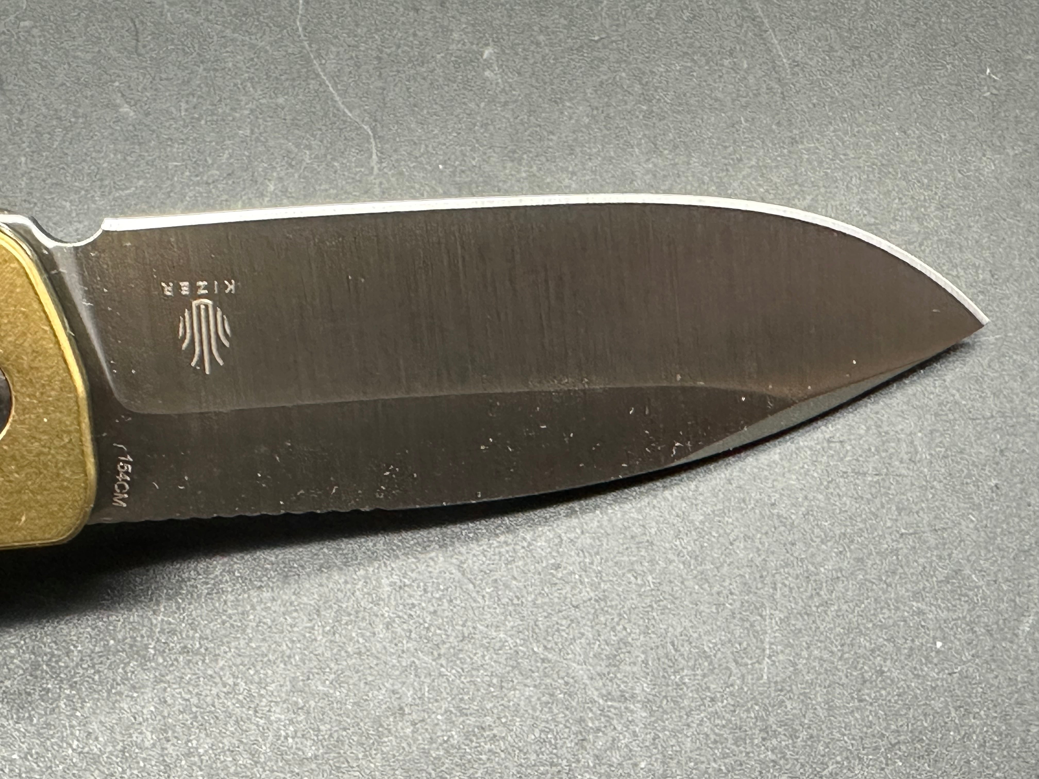 KIZER GAVEL Pocket Knife - 154CM Stainless Steel Blade, Brass/Micarta Handle, Liner Lock Design V3661C1 - EDC Folding Knife for Outdoor, Camping & Everyday Carry