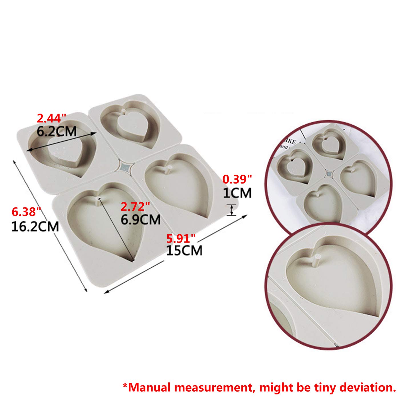 DIY Silicone Soap Molds Kit - 4-Cavity Detachable Heart & Ring Soap Molds for Handmade Soap, Lotion Bars & DIY Crafts | Homemade Soap Making Supplies | Perfect for Gifts, Bath Decor & Home Spa Use