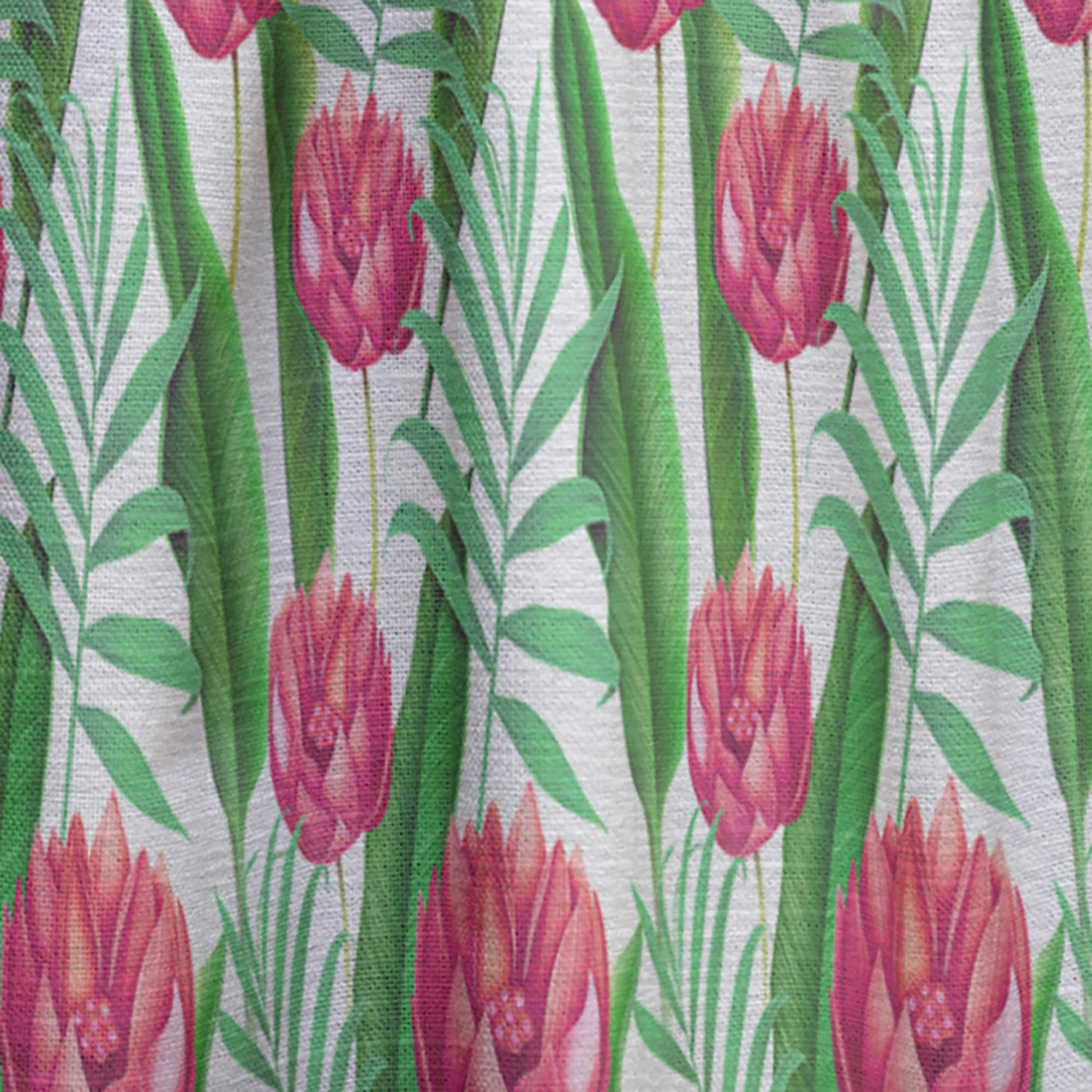 DesignQ Red Tropical Flowers Thermal Insulated Curtains - 52x63 Inch Single Panel for Bedroom & Living Room - Perfect for Home Decor, Sun Protection & Energy Savings