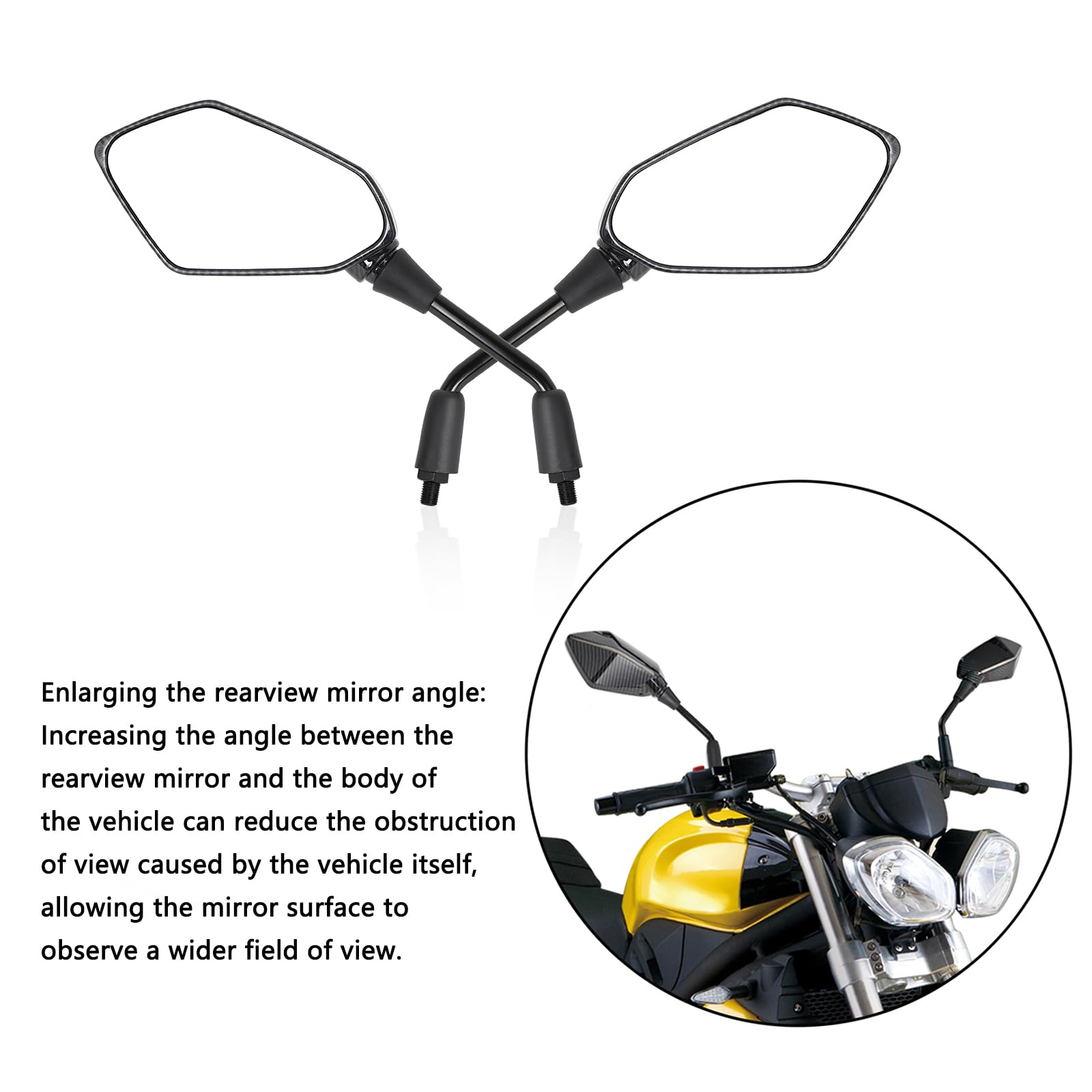 Universal 10mm Motorcycle Mirrors with LED Turn Signals & Strip Adjustment - Compatible with Yamaha, Honda, Suzuki - Enhanced Safety for Night Riding & Urban Commuting
