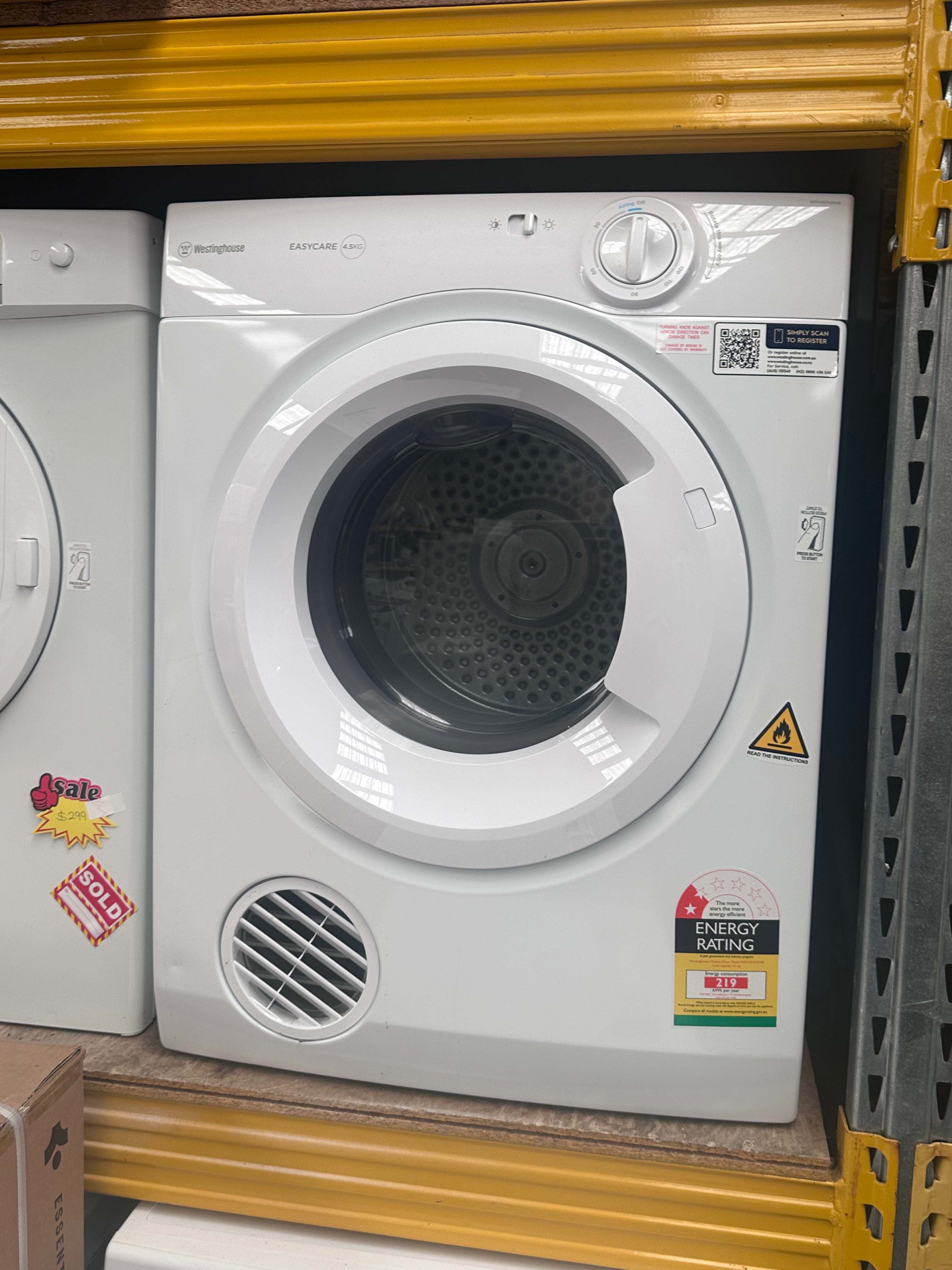 Refurbished Westinghouse 4.5kg Vented Clothes Dryer - Compact Laundry Solution for Apartments, RVs & Small Spaces
