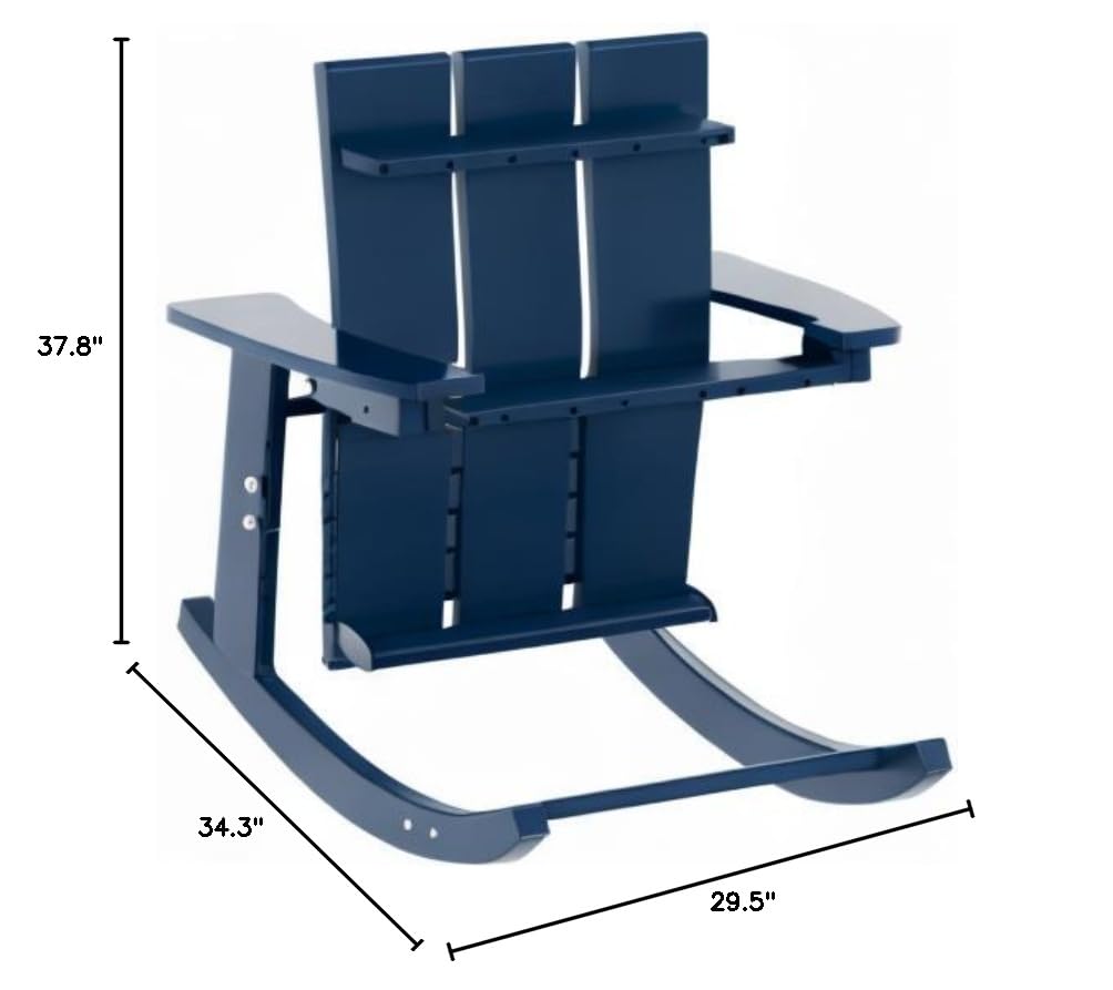 WO Home Furniture 4-Piece Patio Rocking Chair Set - Modern Outdoor HDPE UV-Resistant Rocking Chairs (Navy Blue) for Garden, Porch, Deck & Backyard Relaxation