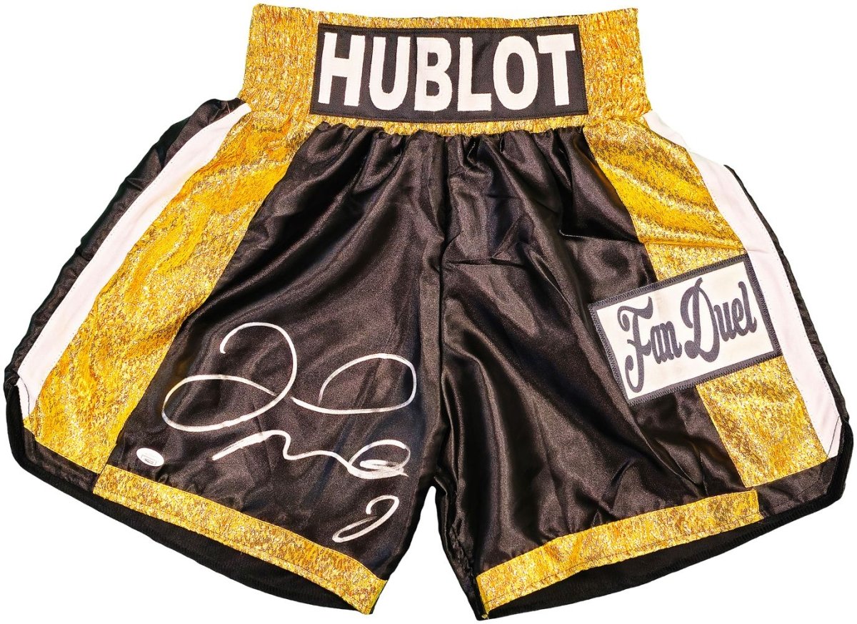 Floyd Mayweather Jr Signed Black Hublot Boxing Trunks with JSA COA - Authentic Collectible for Boxing Memorabilia Fans & Sports Enthusiasts - Perfect for Display, Auctions, and Man Cave Decor