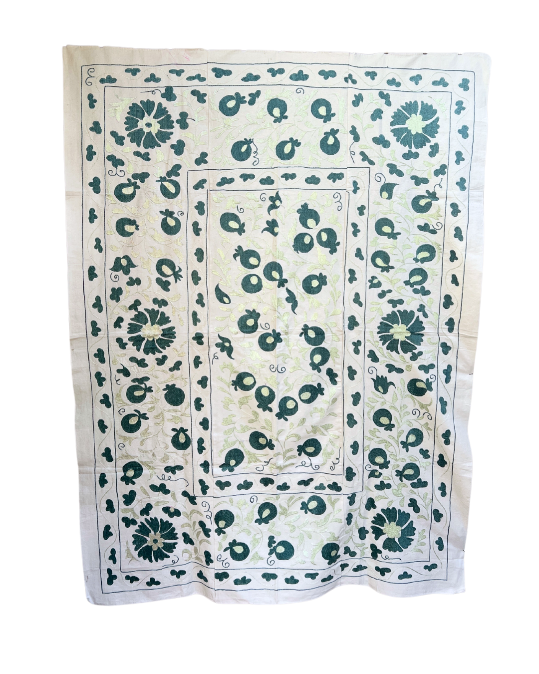 Authentic Suzani No. 223 Embroidered Textile - Handmade Uzbek Cotton Pillow Cover or Wall Hanging Decor for Boho Chic Home & Wedding Decorations
