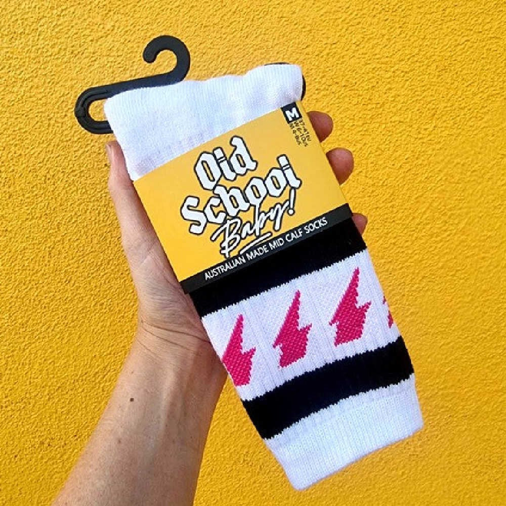 Vintage Thunderstruck Socks for Men & Women - Retro AC/DC Inspired Rock Band Ankle Socks - Perfect for Concerts, Gifts & 80s Theme Parties