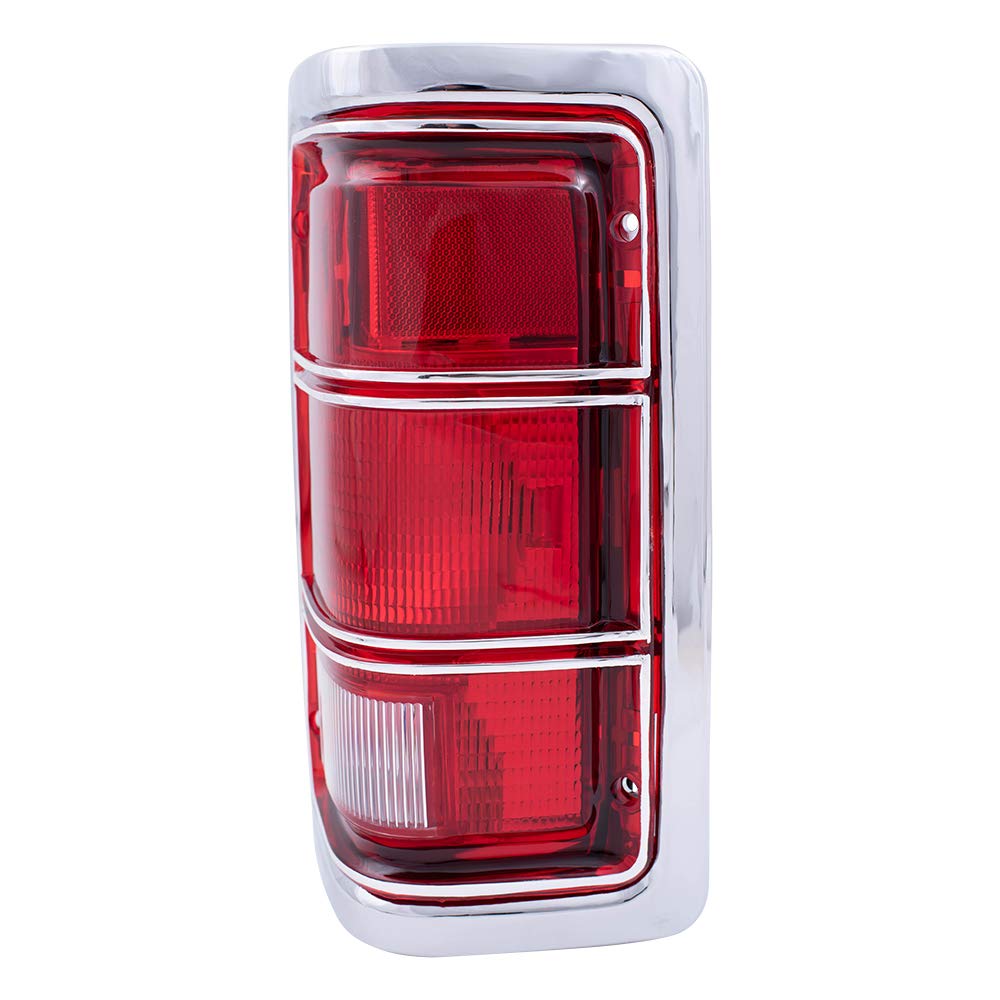 Brock Replacement Taillight Set - Driver & Passenger Side with Chrome Trim & Housing - Compatible with 1981-1993 Pickup Charger (Part# 4163151, 4163150) - Perfect for Restoration & Classic Truck Upgrades
