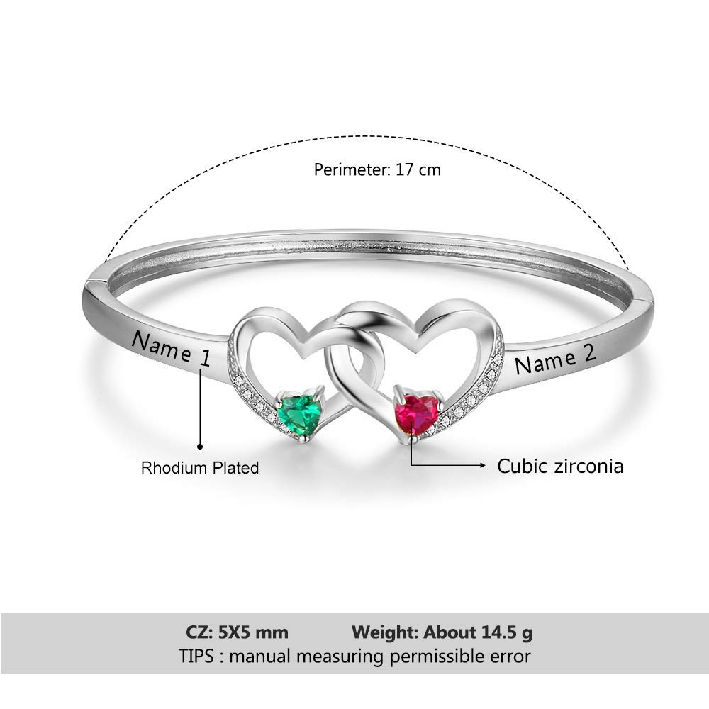 Personalized Mom Bracelet with Custom Name & Birthstones - Women's Engraved Bangle for Mother's Day, Christmas, BFF Gifts - Perfect for Special Occasions & Everyday Wear