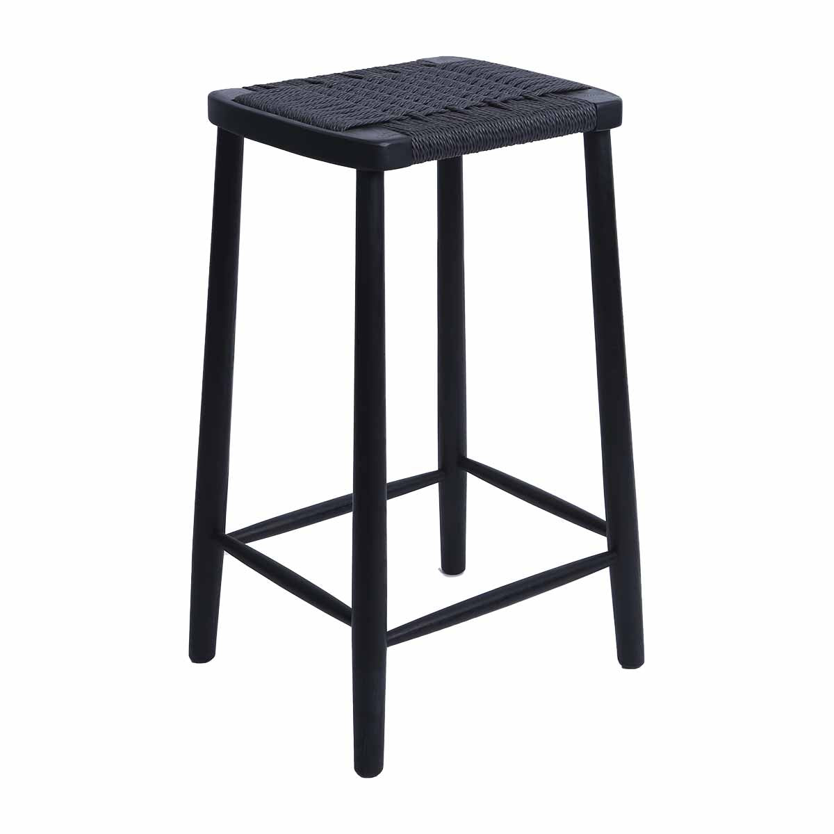 Fitzroy Rattan Bar Stool - Natural Wicker Counter Height Stool with Cushion - Perfect for Kitchen Island, Breakfast Nook & Outdoor Patio Seating