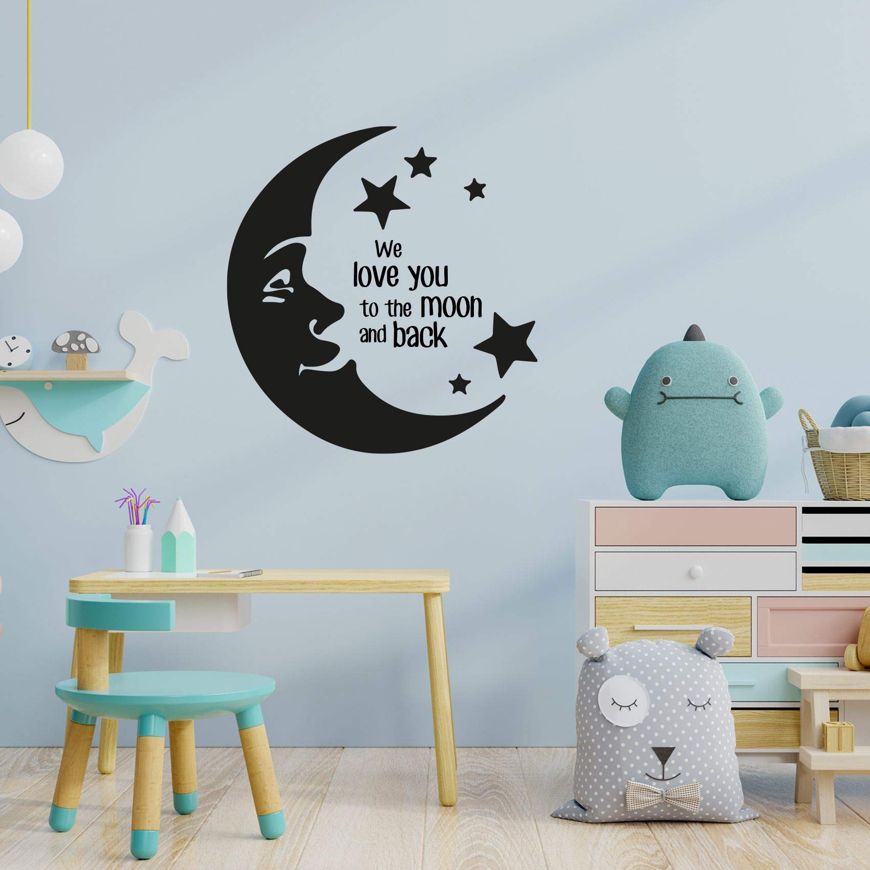 Moon Life Couple Love Quotes Wall Sticker - 40x40 Inch Vinyl Decal for Bedroom, Nursery & Kids Room Decor | Romantic Home Art for Couples & Valentine's Gift | Perfect for Dorm, Apartment & House Warming