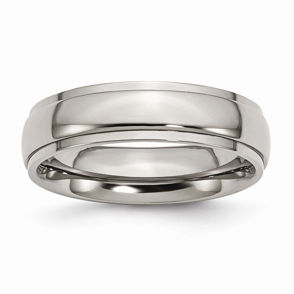 Solid Titanium 6mm Classic Wedding Band Ring for Men - Durable & Comfortable Ridged Edge Design - Perfect for Engagements, Anniversaries, and Everyday Wear