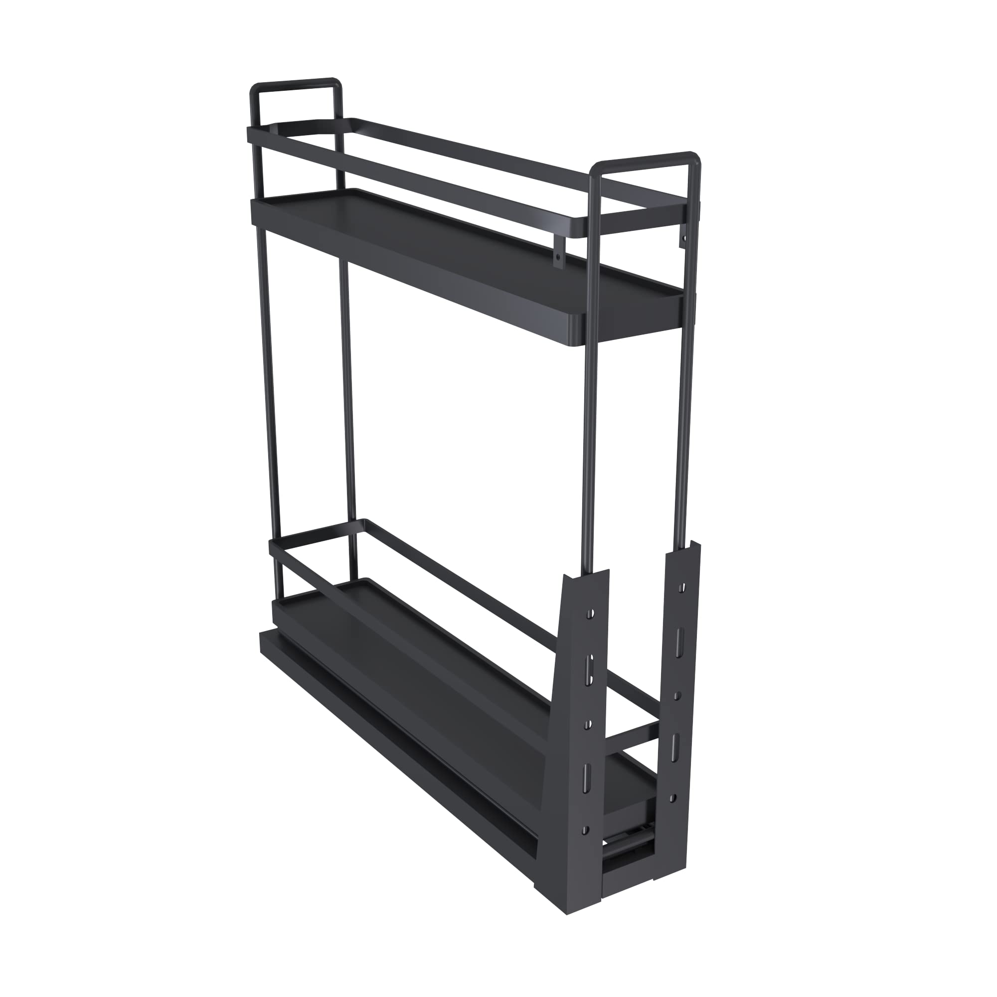 Tuhome Gray Pull Out Bottle Rack for Kitchen Cabinet - Soft Close Organizer with 77 lbs Capacity | Space Saving Storage Solution for Wine, Oil & Spice Bottles