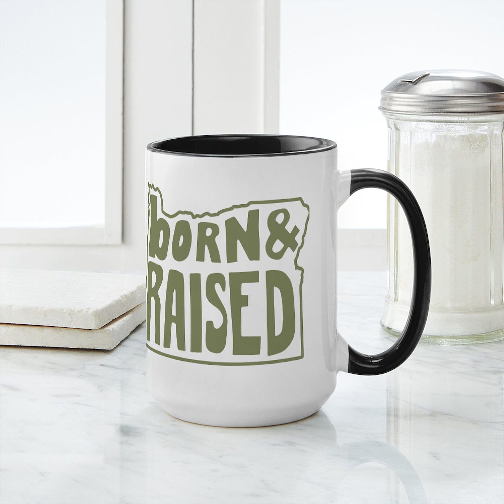 Oregon Born & Raised 15 oz Ceramic Coffee Mug - Perfect for Home, Office & Gifts | Durable 444ml Travel Mug for Coffee & Tea Lovers