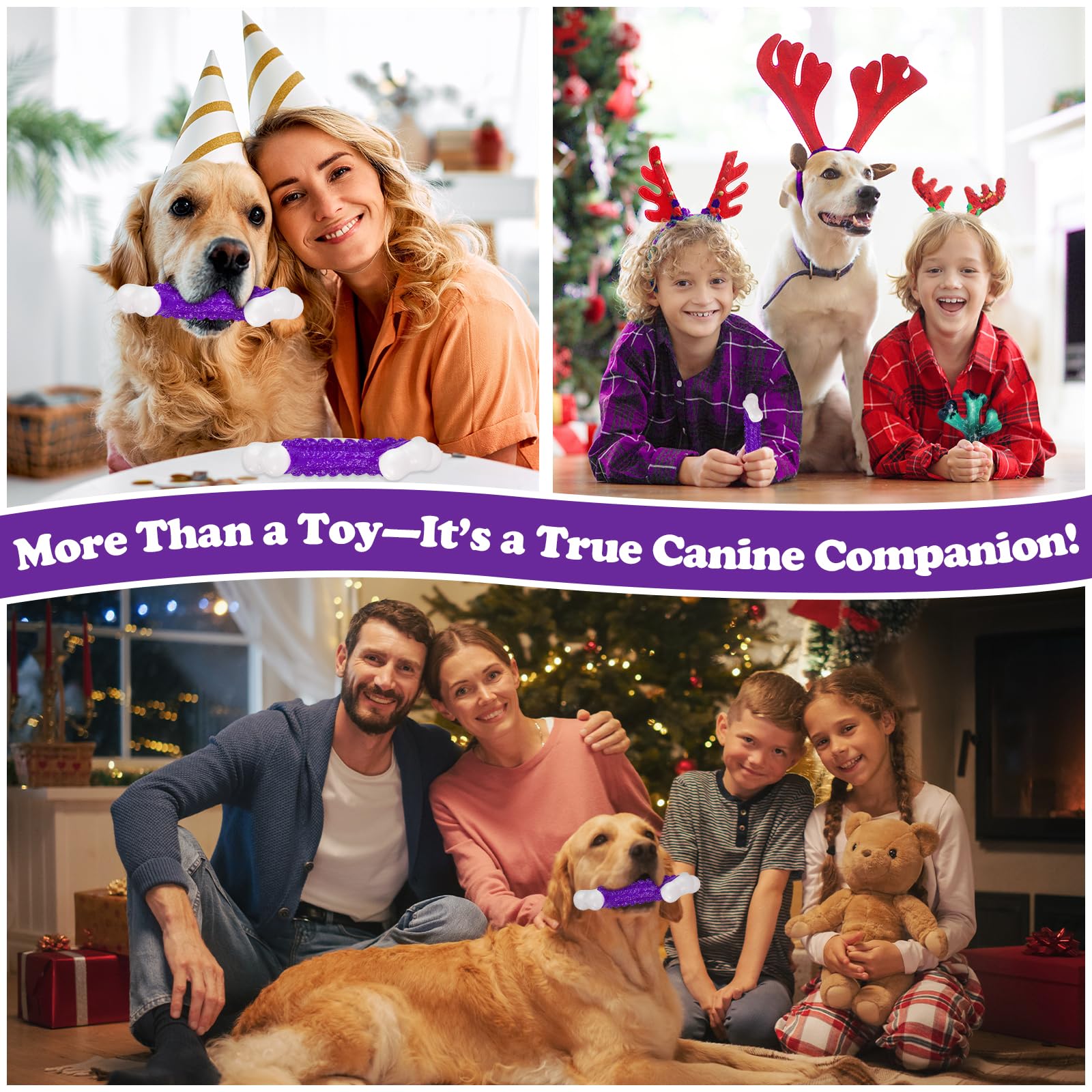 Indestructible Dog Chew Toys (2 Pack) - Heavy Duty Chew Bones for Aggressive Chewers, Large Breed Dogs - Durable Pet Toys for Extreme Chewing - Perfect for Playtime, Training & Anxiety Relief
