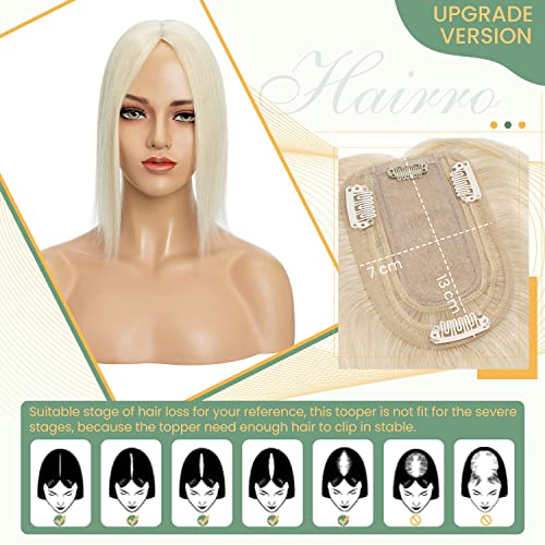 Clip in Human Hair Topper with Silk Base - Natural Looking Hairpiece for Thinning Hair - Perfect for Daily Wear, Special Occasions & Styling