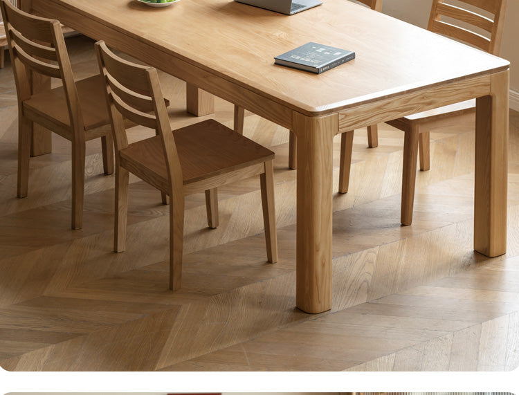 Solid Oak & Ash Wood Long Dining Table - Rustic Farmhouse Style for 6-8 People - Perfect for Family Gatherings & Dinner Parties