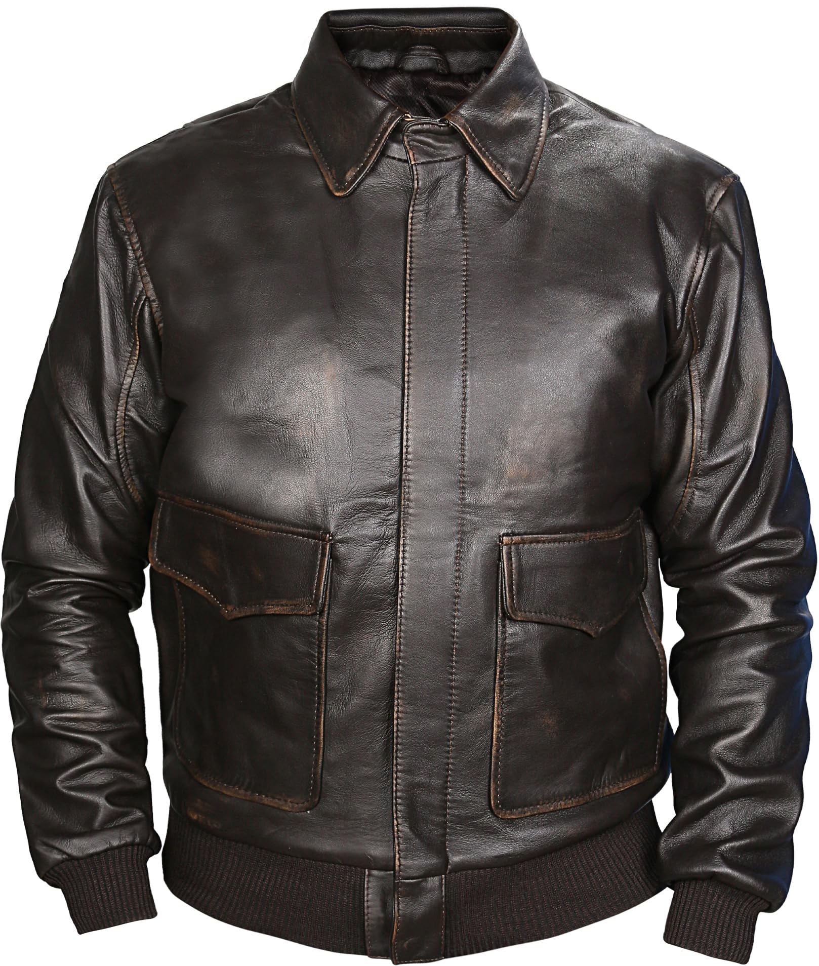 **Indiana Jones Jacket - Genuine Brown Leather A2 Bomber Jacket - WW2 Pilot Aviator Coat with Sheepskin Lining - Perfect for Cosplay, Halloween & Vintage Fashion**