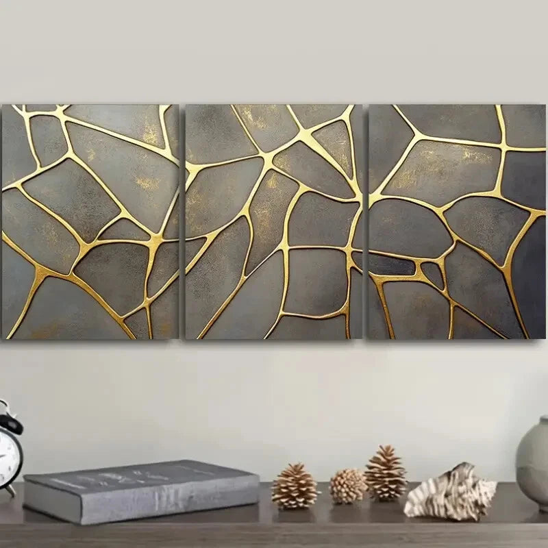 3-Piece Geometric Pattern Wall Art Set - Framed Canvas Paintings 40x60cm - High Quality Prints - Ready to Hang - Modern Home & Office Decor - Perfect for Living Room, Bedroom or Gallery Wall Display