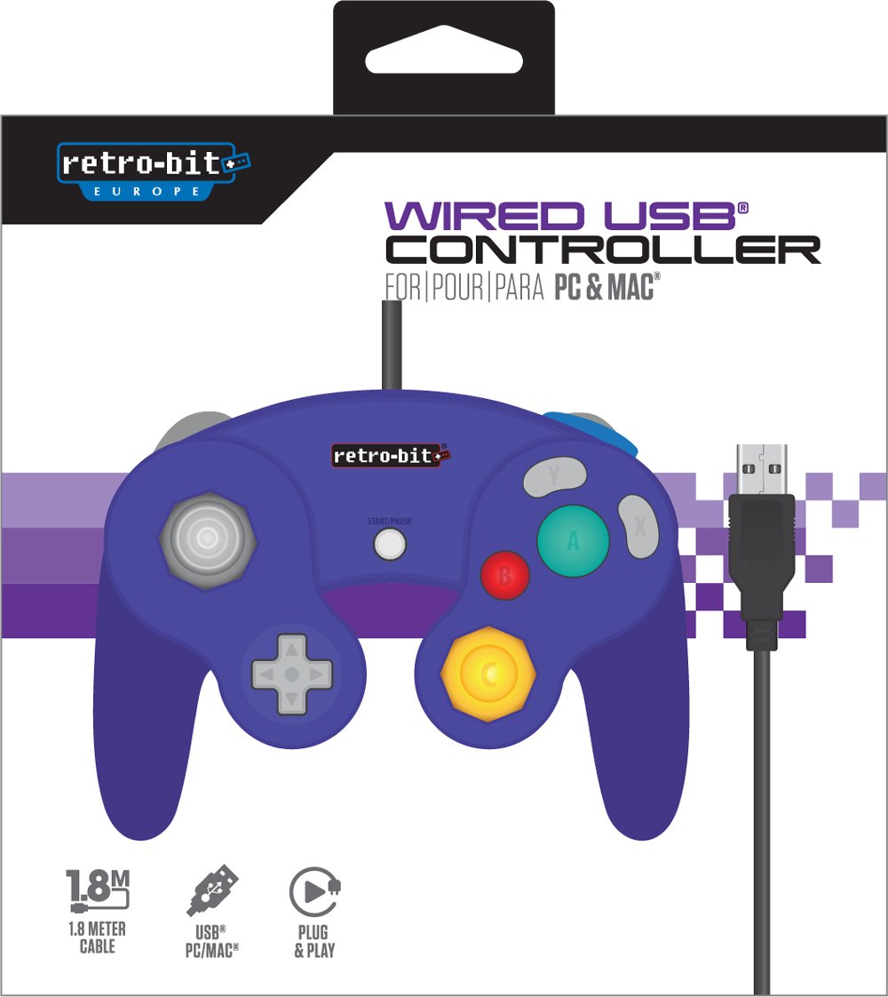 Retro-Bit GameCube Wired USB Controller for PC, Mac & Nintendo - Classic Gaming Accessory for Retro Enthusiasts - Perfect for Emulators, Speedrunning & Nostalgic Play
