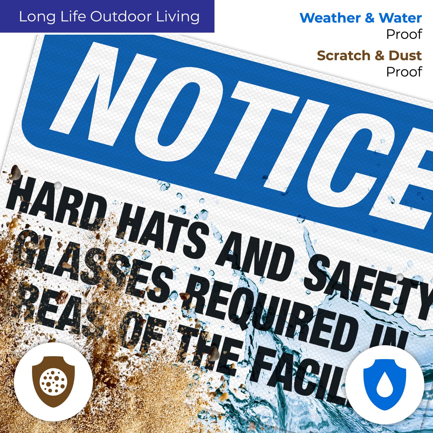 OSHA Compliant 'Hard Hats & Safety Glasses Required' Facility Sign - 18x24 Inch Reflective Aluminum Safety Sign for Construction Sites & Industrial Areas - 3M EGP .080 Aluminum, Weatherproof for Indoor/Outdoor Use - Made in USA