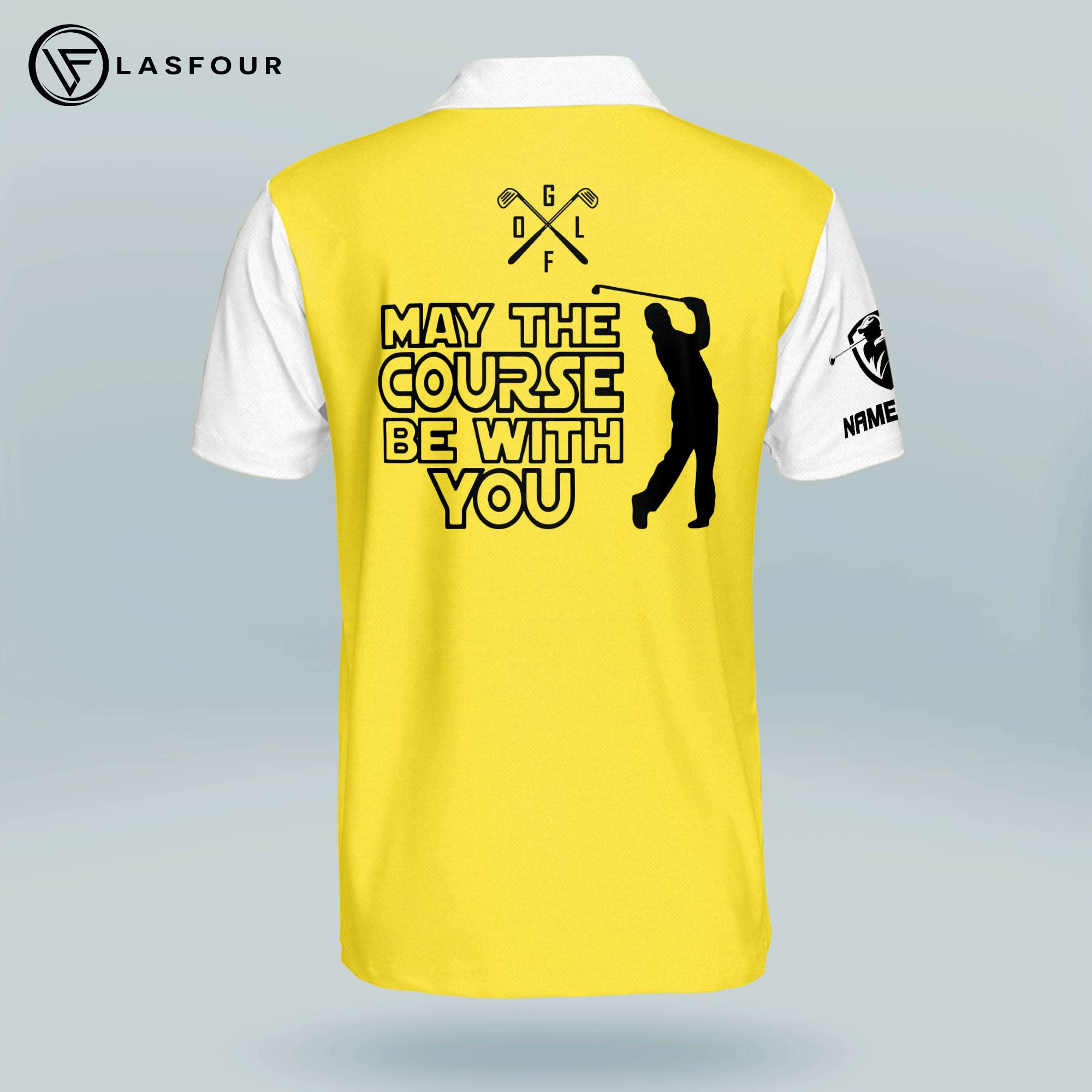 Custom Funny Golf Polo Shirts for Men - Short Sleeve May The Course Be With You Golf Shirt | Perfect for Golf Tournaments, Casual Wear & Father's Day Gifts