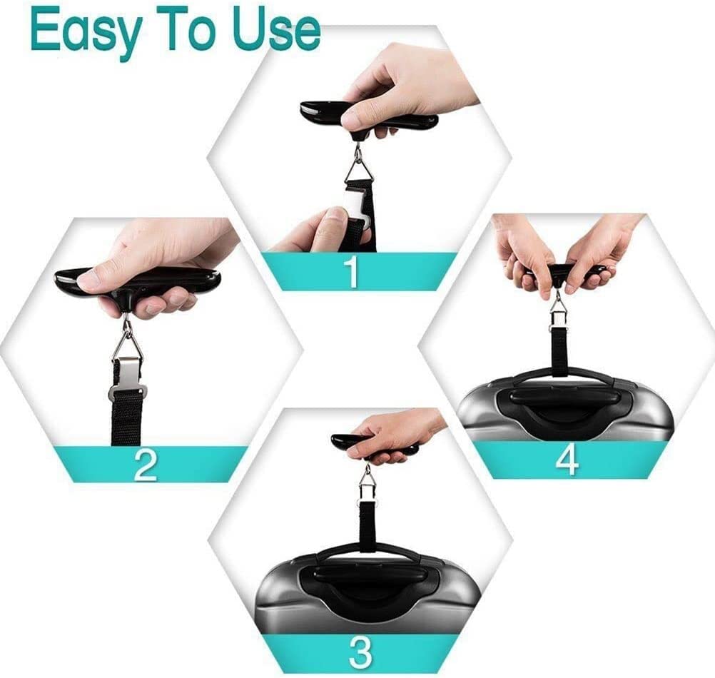 Portable Digital Luggage Scale - 110LB Capacity, Lightweight Handheld Stainless Steel with LCD Display & Low Battery Indicator for Travel | Perfect for Airline Check-in, Cruise Packing & Suitcase Weight Management