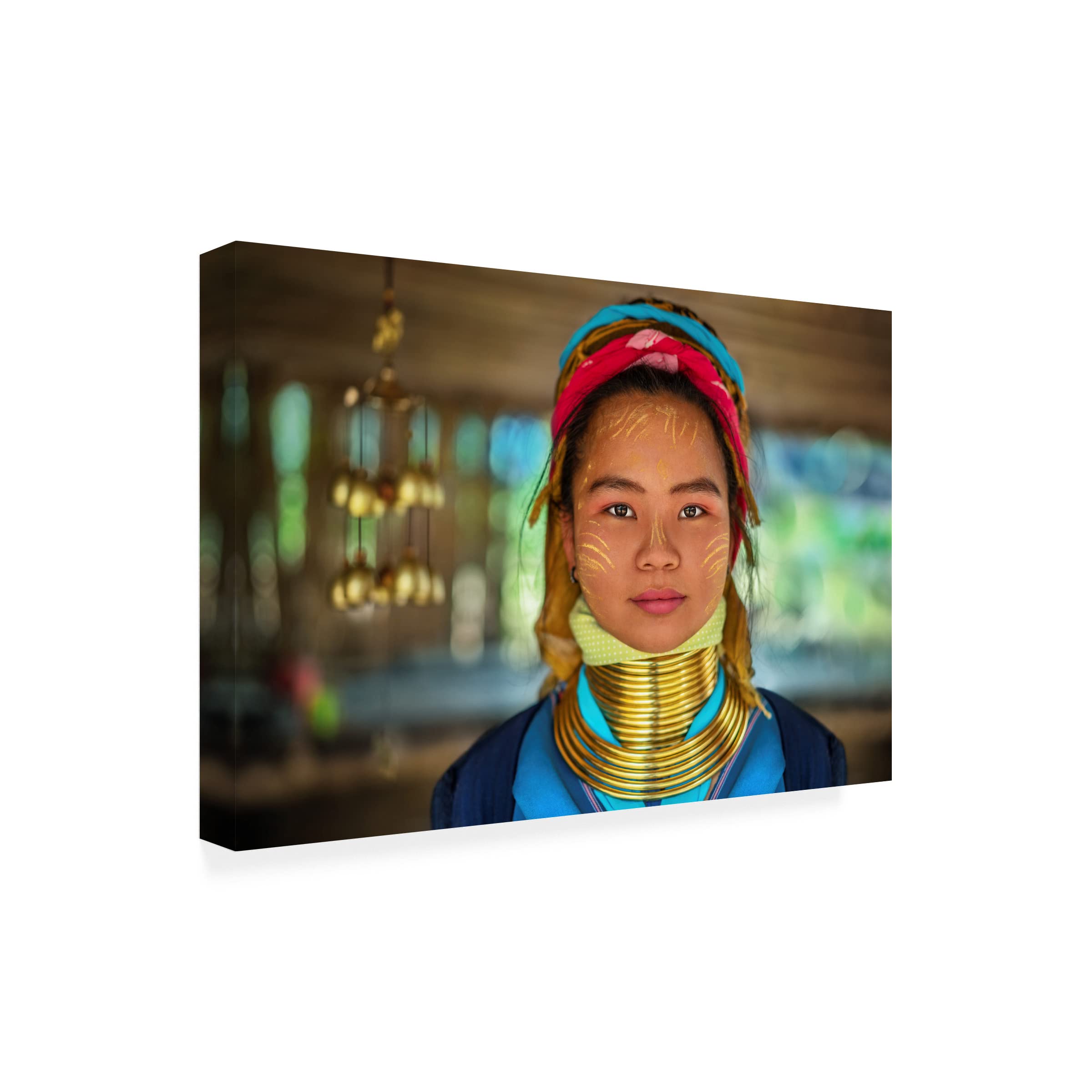 Ben Heine Young Padaung Woman Thailand 5 Canvas Art Print - Handmade Wall Decor for Living Room, Bedroom & Office - Ethnic Portrait Painting for Home & Office Decor