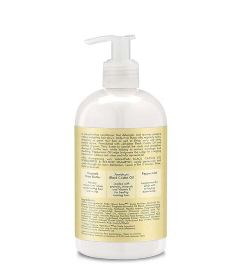 Shea Moisture Jamaican Black Castor Oil Strengthen & Restore Conditioner 13 fl oz - Hair Repair for Dry, Damaged & Curly Hair - Natural Deep Conditioning Treatment for Stronger, Healthier Locks