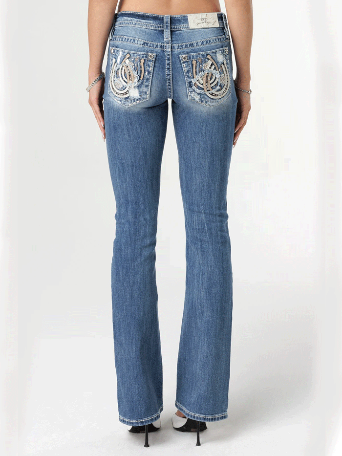 Miss Me M9303B Women's Horseshoe Bootcut Jeans in Neutral Blues - Stylish & Comfortable Denim Pants for Casual Wear, Outings & Everyday Fashion