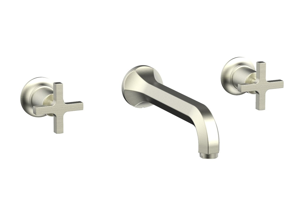 HEX MODERN Wall Mounted Lavatory Faucet Set with Cross Handles - Model 501 11 - Perfect for Modern Bathroom & Powder Room Renovations