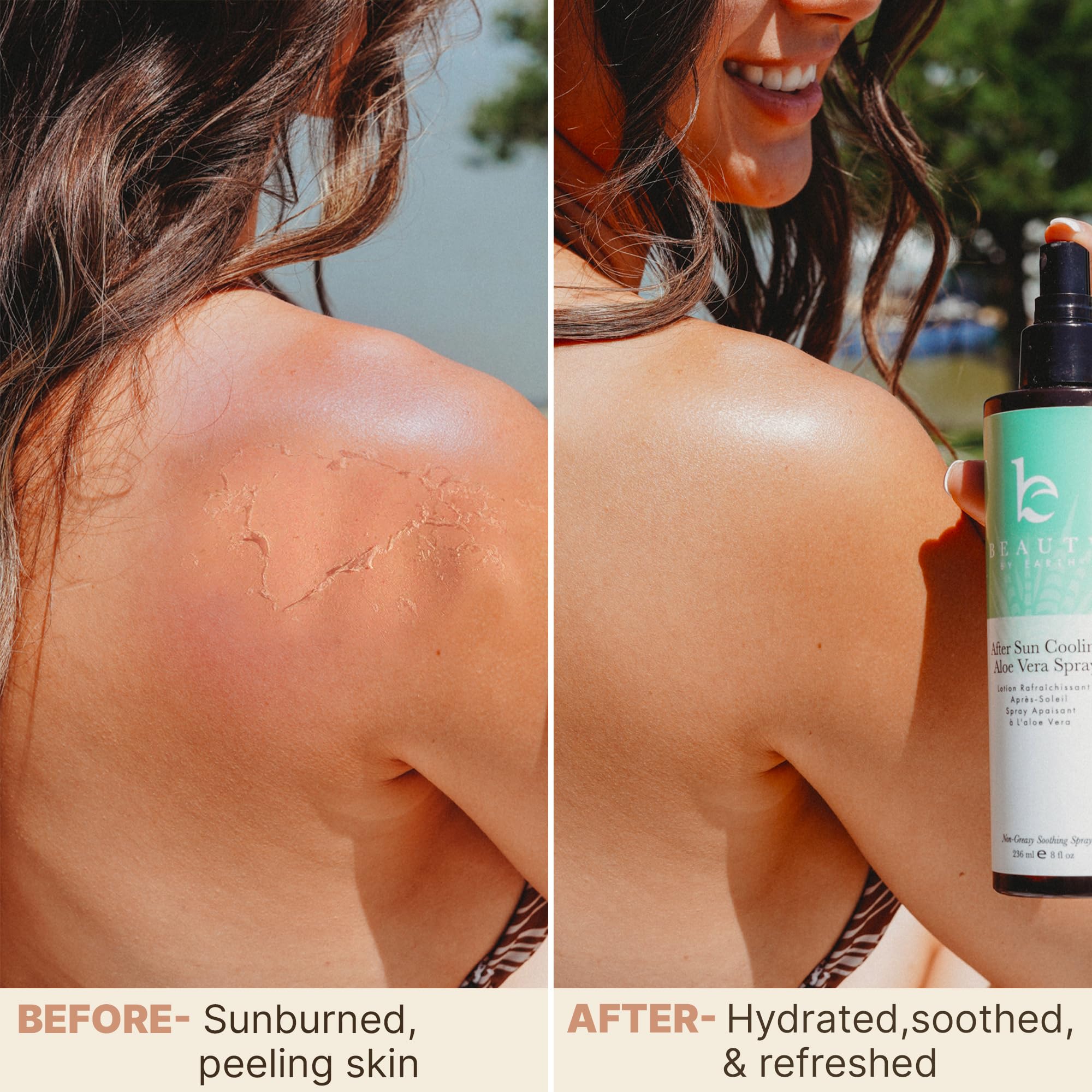 Organic Aloe Vera After Sun Cooling Spray by Beauty by Earth - USA Made, Fast Absorbing Sunburn Relief & Skin Hydration for Body | Perfect for Post-Sun Exposure, Beach Days & Outdoor Activities