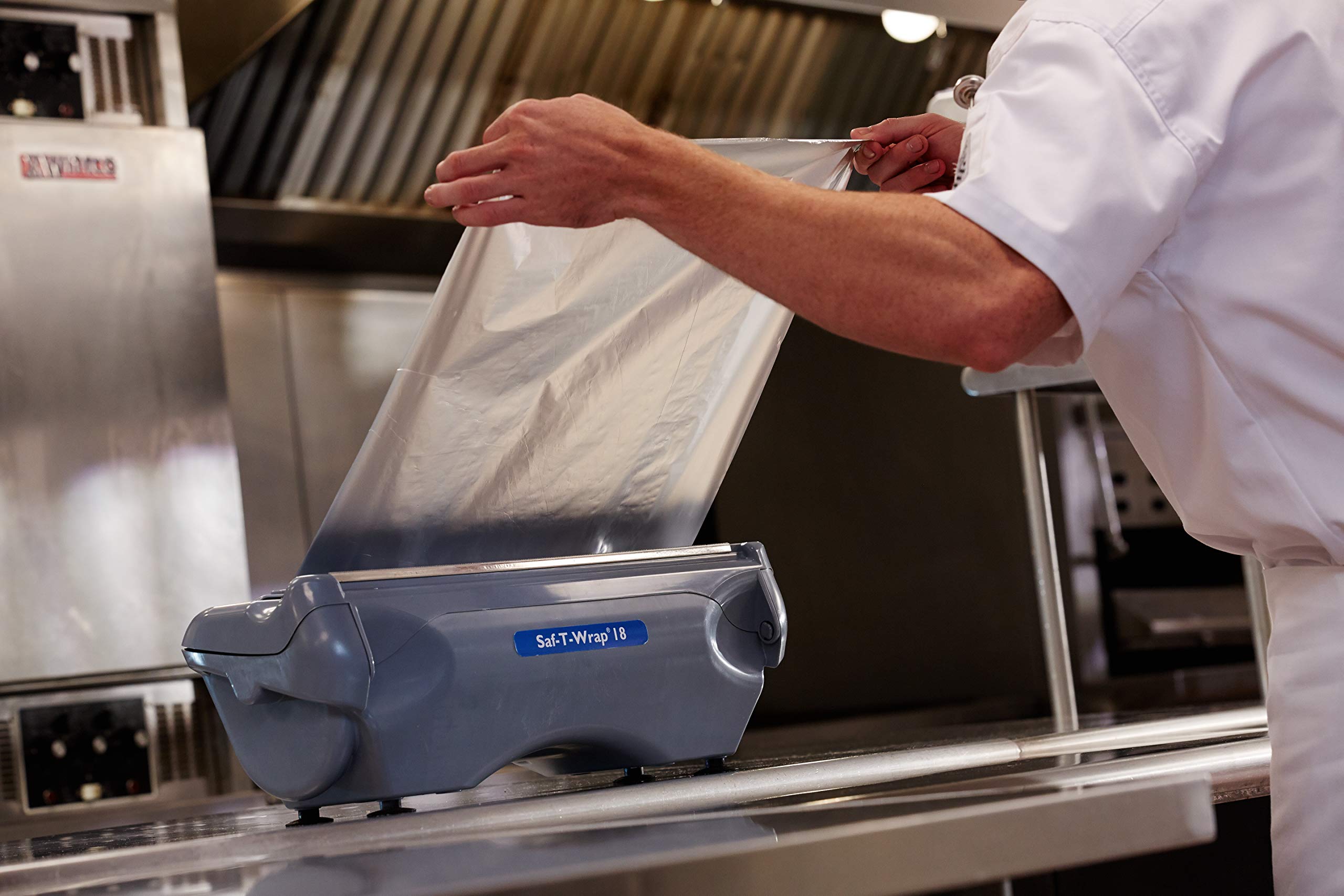 San Jamar Saf-T-Wrap 18-Inch Commercial Plastic Wrap & Foil Dispenser - Heavy Duty for Restaurants, Bakeries & Kitchens - Gray Plastic - Perfect for Food Prep, Storage & Catering Services