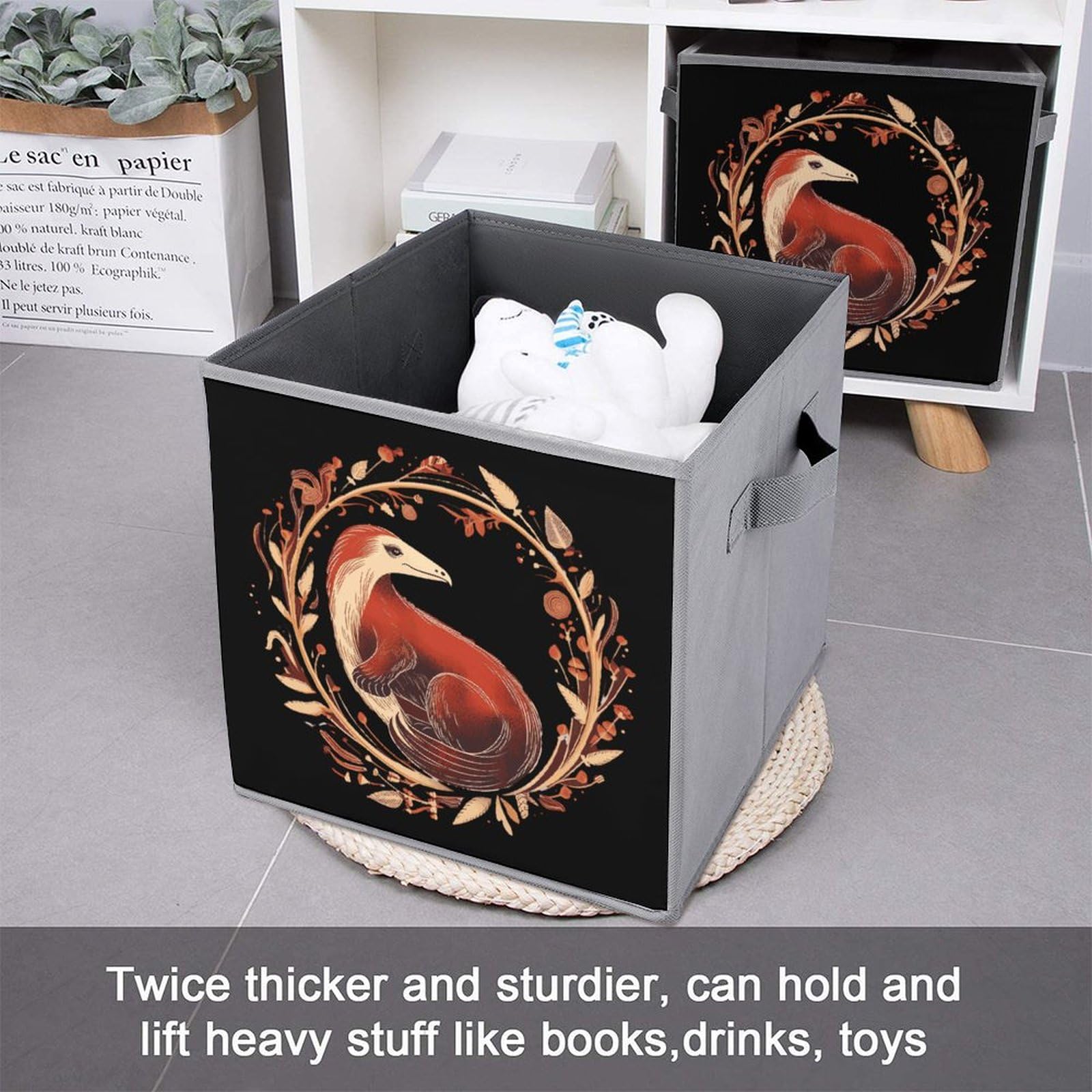 Anteater Print Foldable Storage Bins with Handles - 2PCS for Closet & Toy Organizing