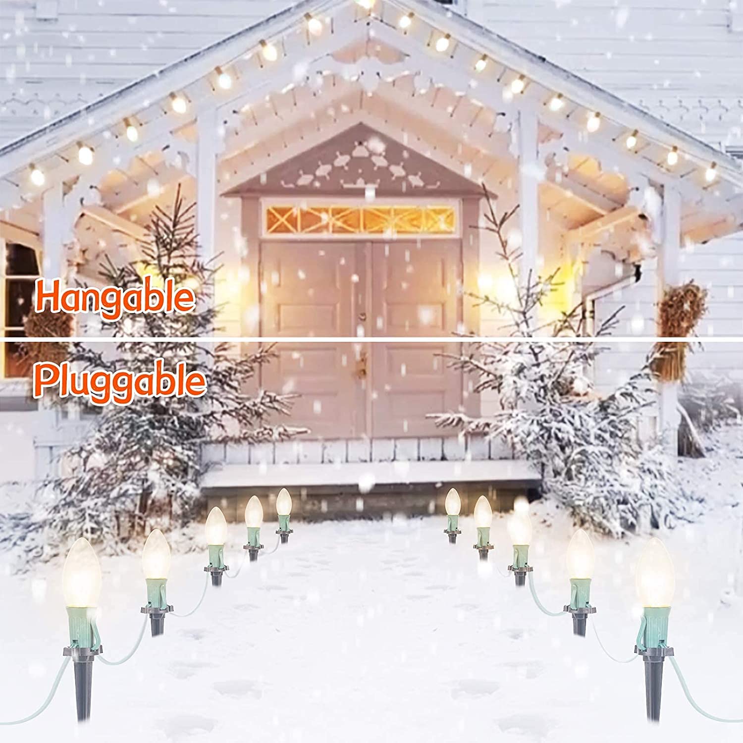 C9 Christmas Lights Outdoor - 25.7 Ft 20 Bulbs Waterproof Pathway Lights for Driveway, Walkway, Sidewalk | Perfect for Holiday Yard Decorations & Outdoor Christmas Displays | Ideal for Home, Garden, and Seasonal Celebrations