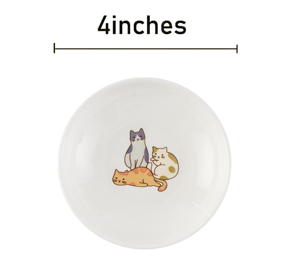 6-Piece Ceramic Cat Appetizer Plates - Small Sauce Dishes, Dessert Bowls & Seasoning Dishes for Cats - Perfect for Pet Parties, Cute Tableware for Kitty Treats & Snacks