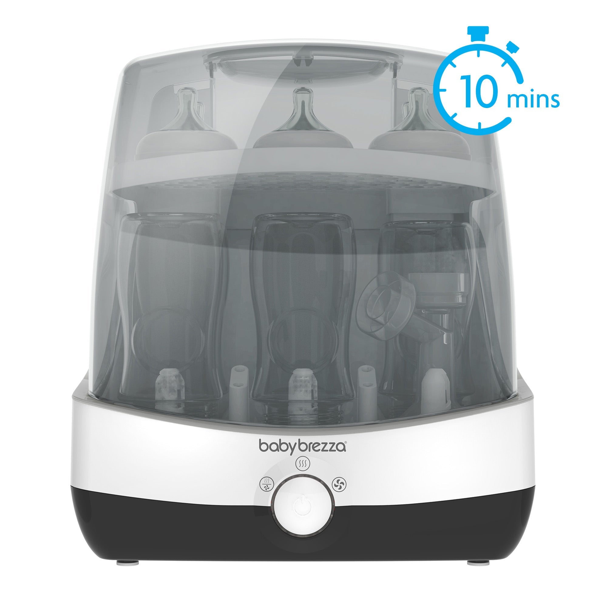 Baby Brezza Superfast Baby Bottle Sterilizer and Dryer - White | Fast 5-Minute Sterilization & Drying | Perfect for Nursery, Daycare & Travel