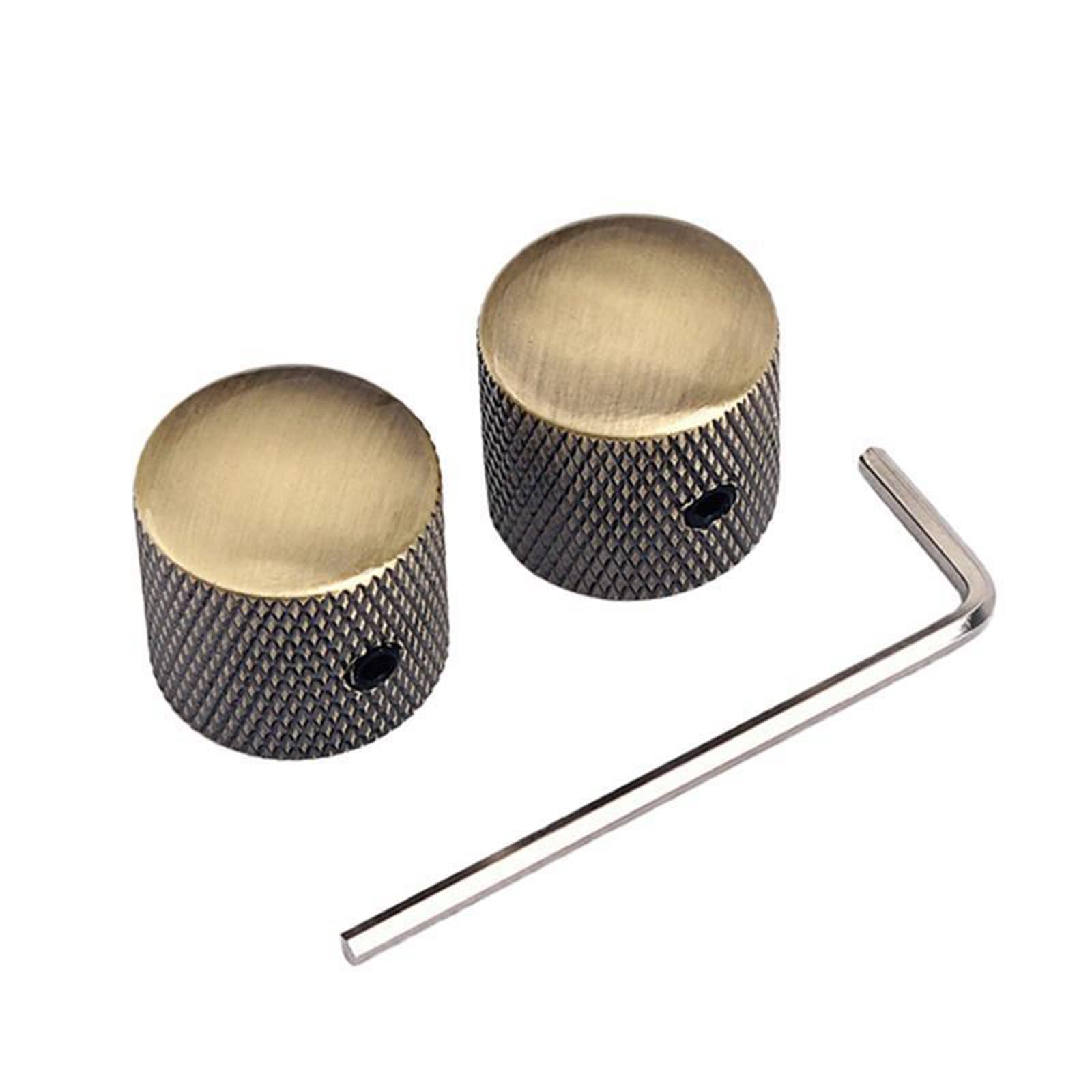 2Pcs Bronze Electric Bass Guitar Knobs - Metal Volume & Tone Control Knob Caps with Wrench - Replacement Parts for Fender, Gibson, Ibanez Bass Guitars - Perfect for DIY Guitar Repair & Customization