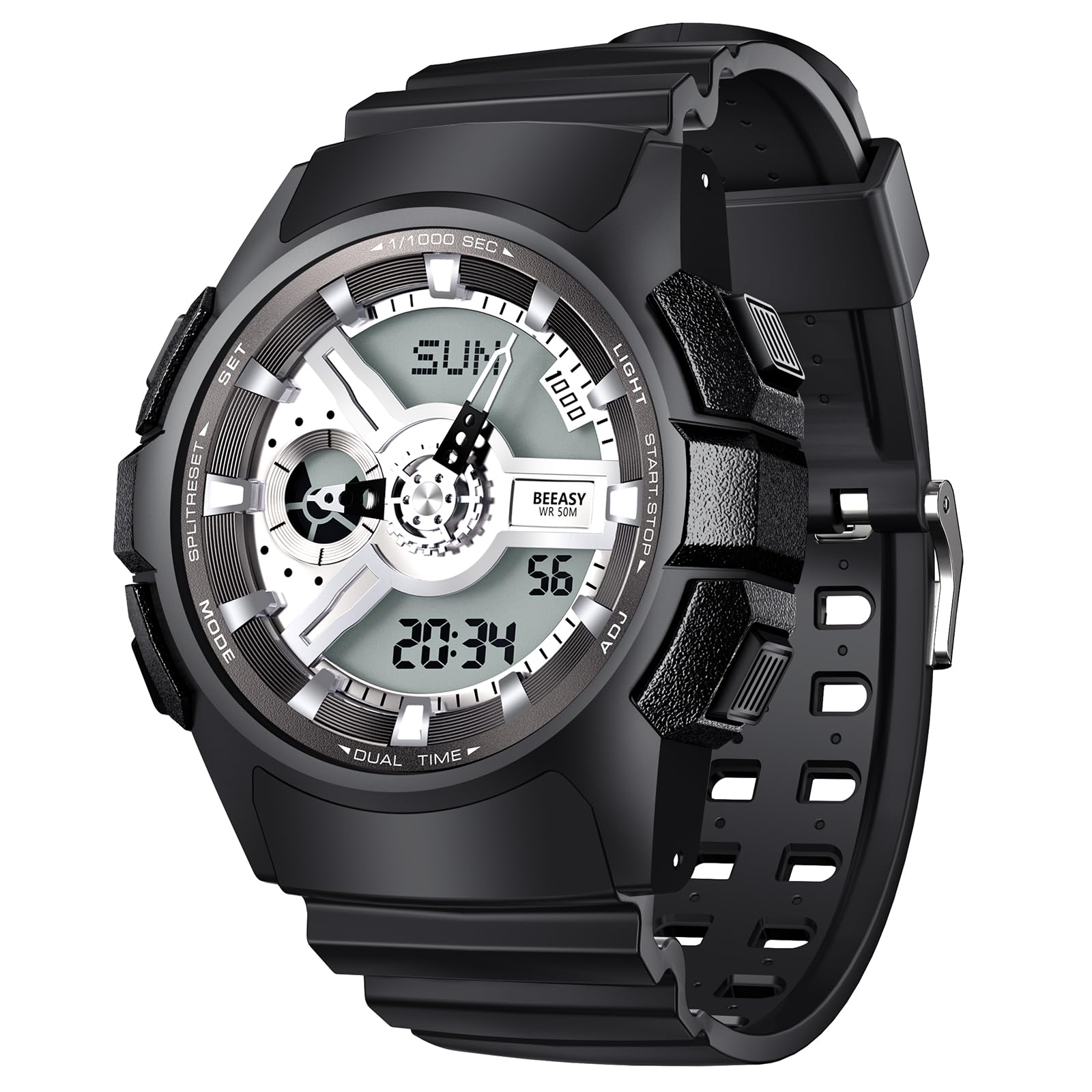 Beeasy Men's Digital Sports Watch - Waterproof, Stopwatch, Alarm | for Running, Gym, Outdoor