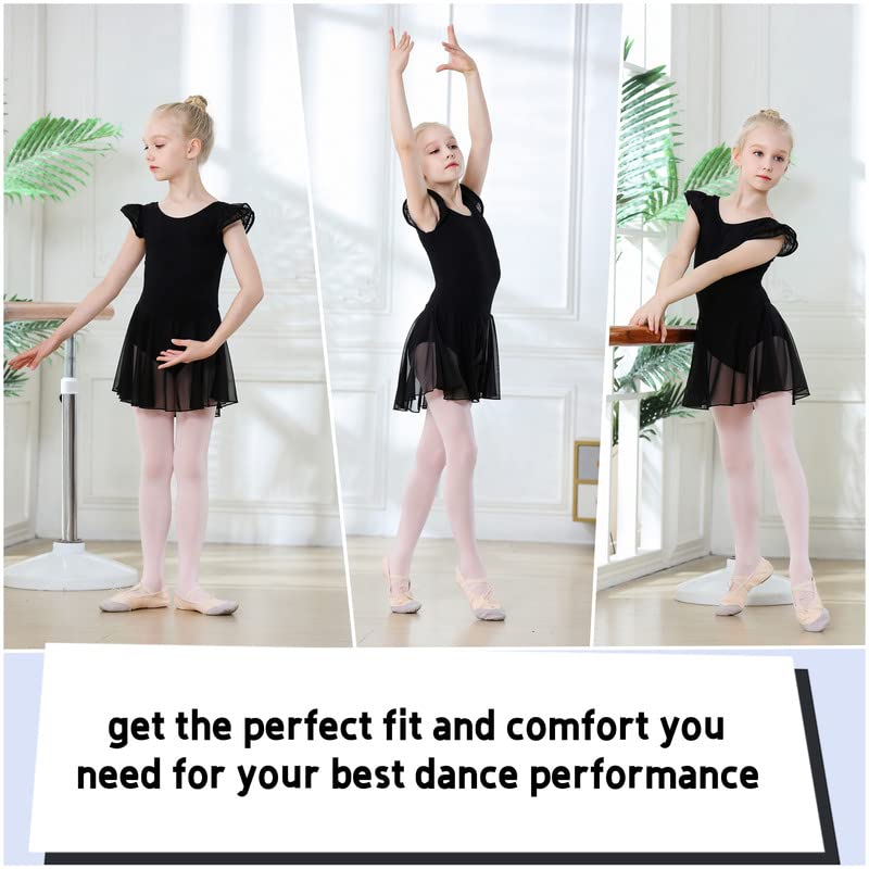 DIPUG Girls Ballet Leotard with Skirt - Toddler Dance Leotard with Flutter Sleeves & Criss Cross Back - Perfect for Ballet Class, Recitals & Dance Performances