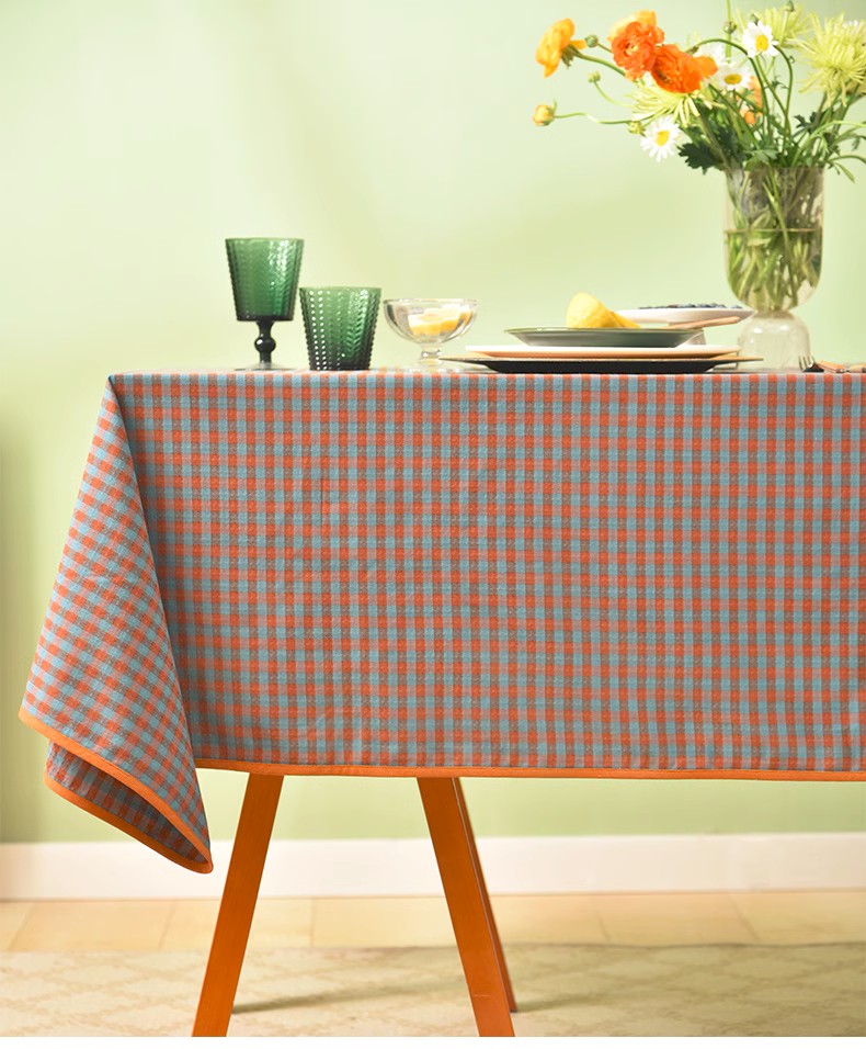 Premium Cotton Checkered Tablecloth - Washable Rectangle Table Cover for Kitchen, Dining Room & Coffee Table - Farmhouse Style Home Decor for Everyday Use & Special Occasions